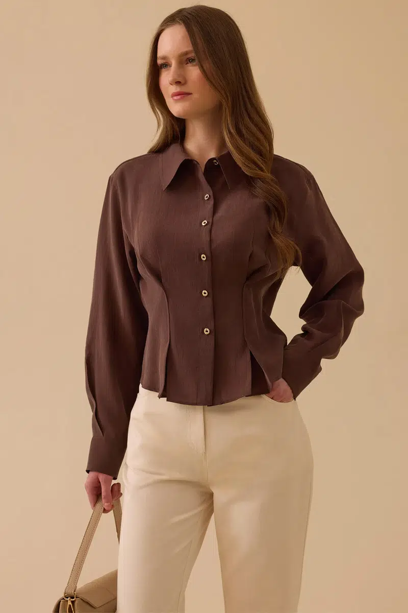 10002611510013 SEÇİL GÖMLEK - KAHVE