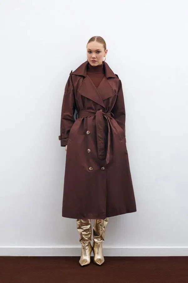 106-6555 SATEEN TOKA DETAYLI TRENÇ