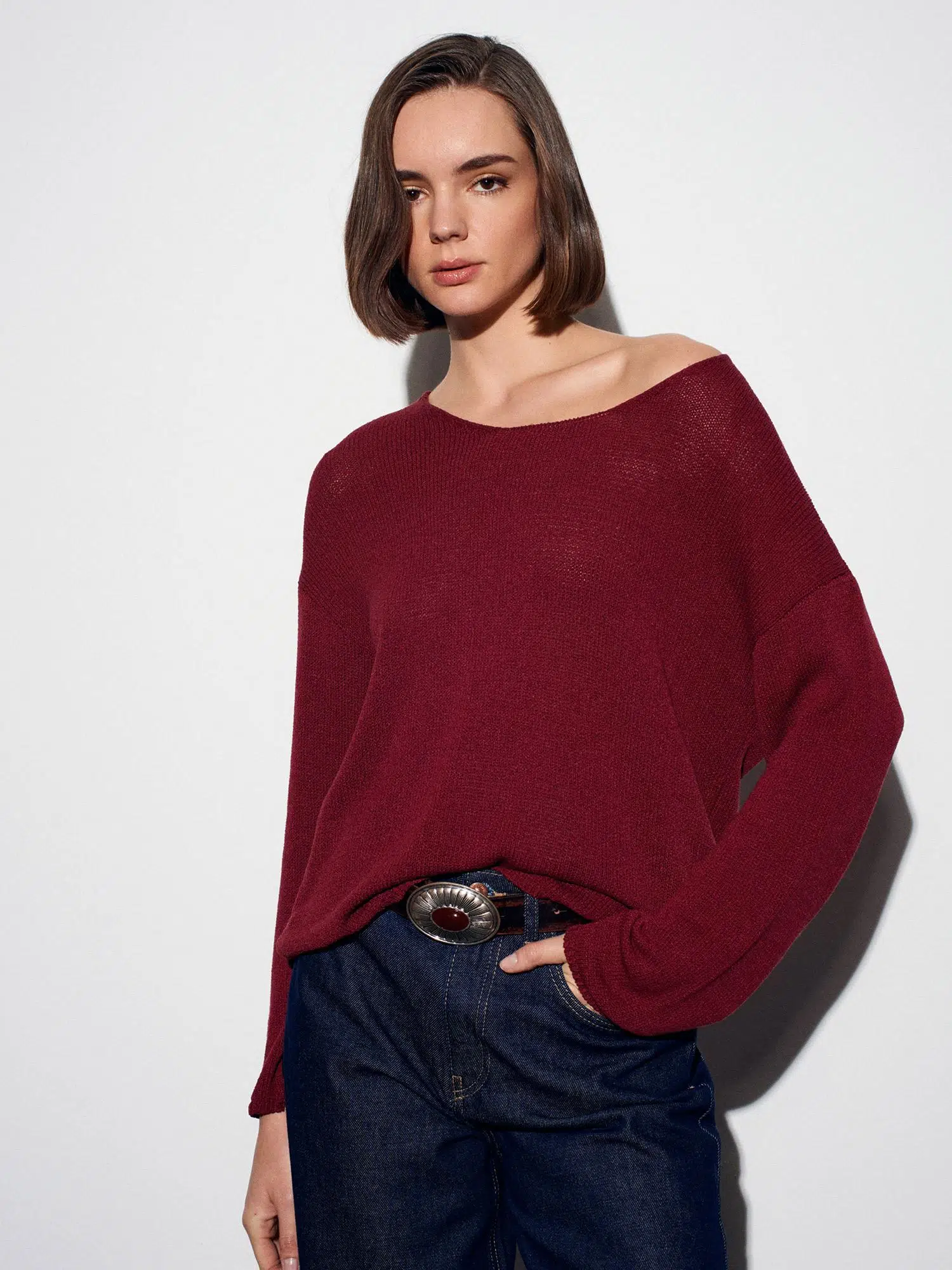 10706 DİLVİN OVAL YAKA YUMUŞAK DOKULU TRİKO KAZAK