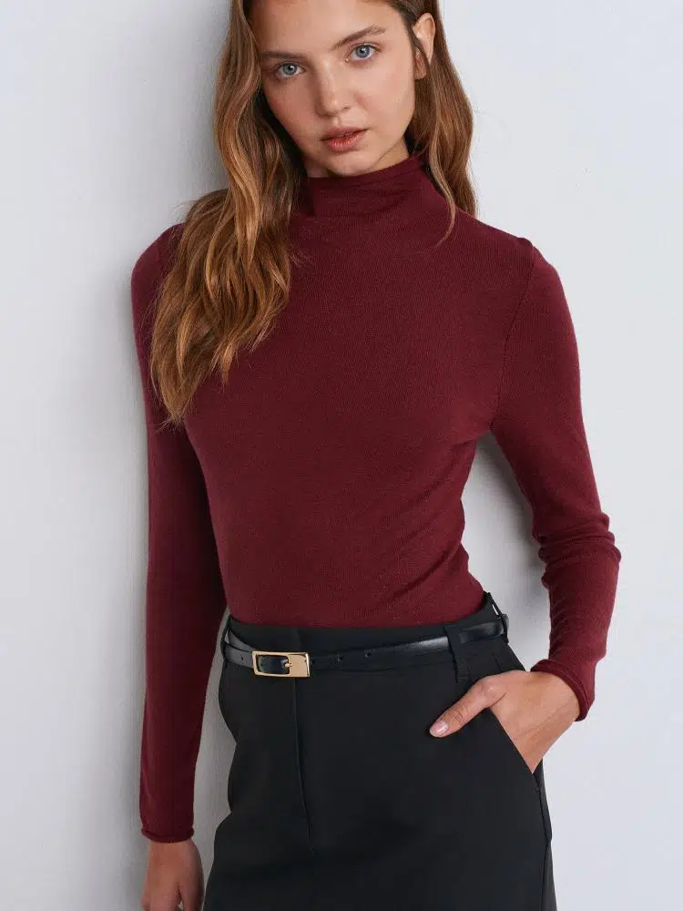 10714 DİLVİN DİK YAKA YÜNLÜ YUMUŞAK İNCE DOKULU TRİKO KAZAK