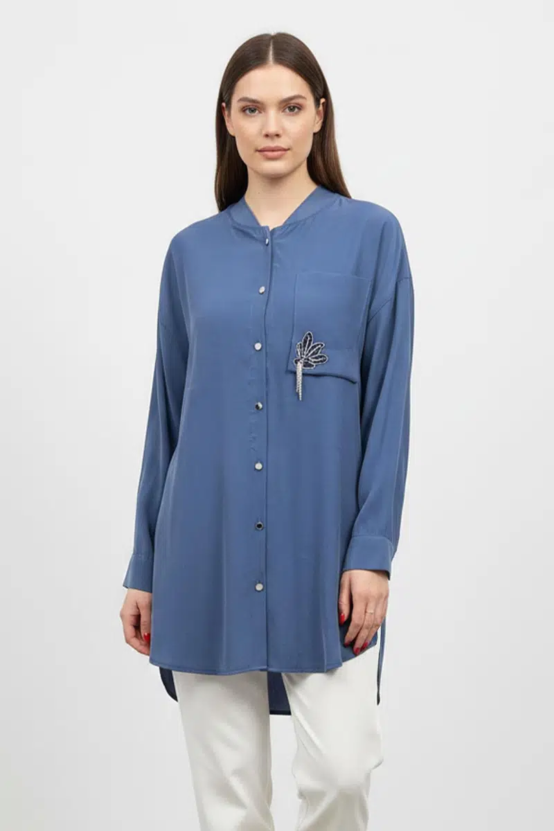 10763 PUANE GÖMLEK - İNDİGO