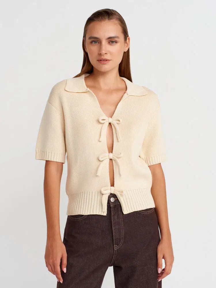 10809 DİLVİN POLO YAKA FİYONKLU TRİKO KAZAK