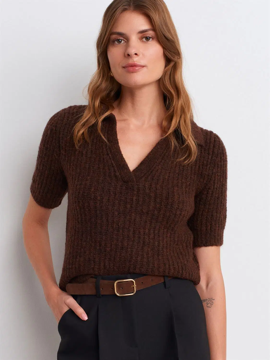 10814 DİLVİN POLO YAKA YUMUŞAK DOKULU TRİKO KAZAK