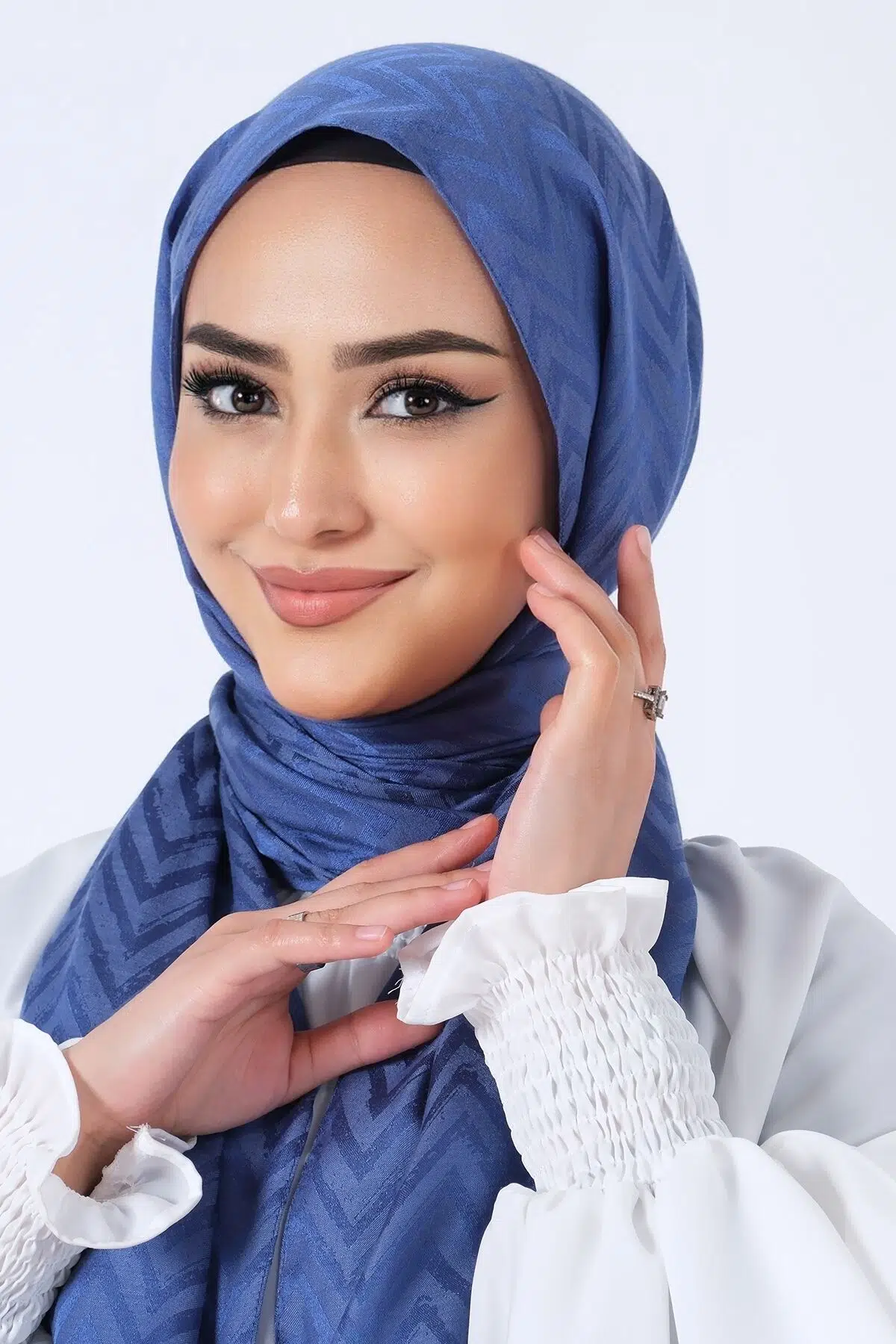 1253 HAREM LİNO JAKAR EŞARP - İNDİGO