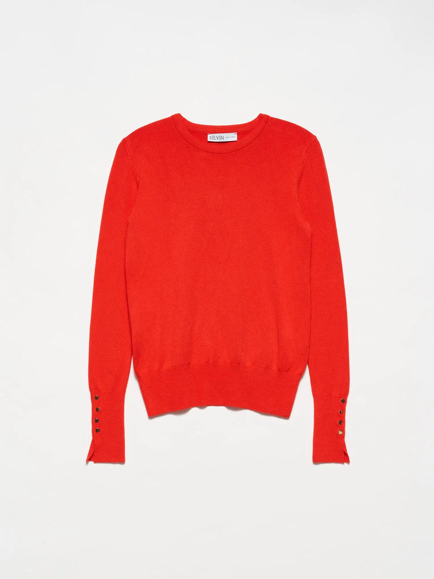 1267 DİLVİN KAZAK BİSİKLET YAKA KOL ORTASI DROPLU - KIRMIZI