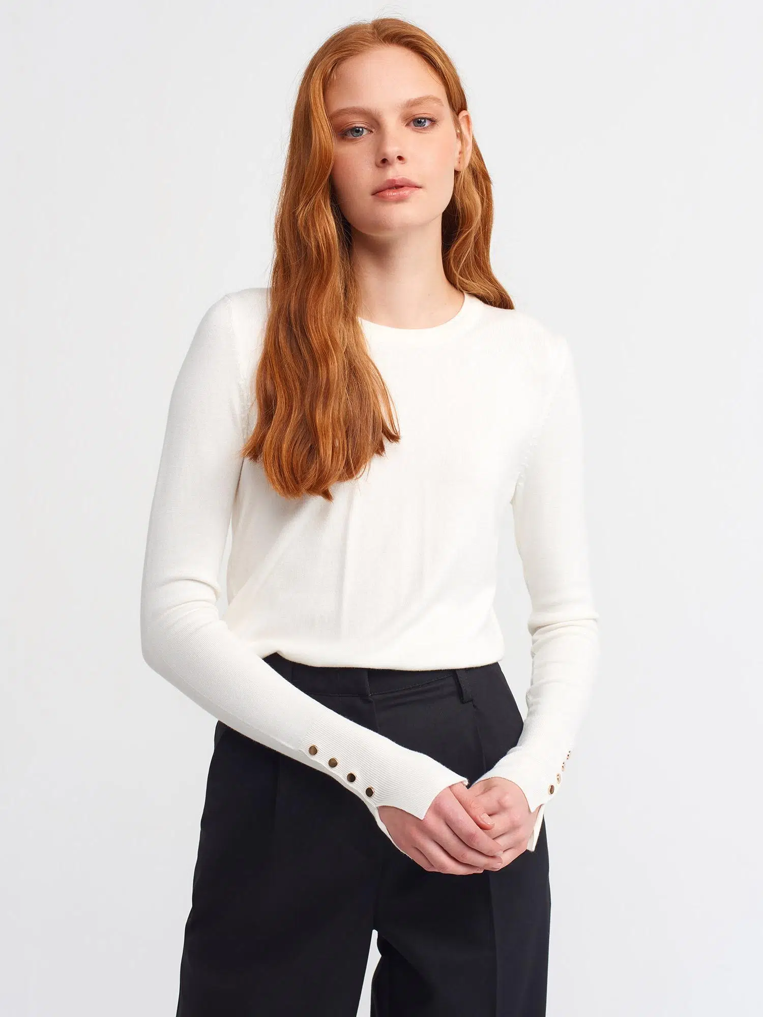 1267 DİLVİN KAZAK BİSİKLET YAKA KOL ORTASI DROPLU - EKRU