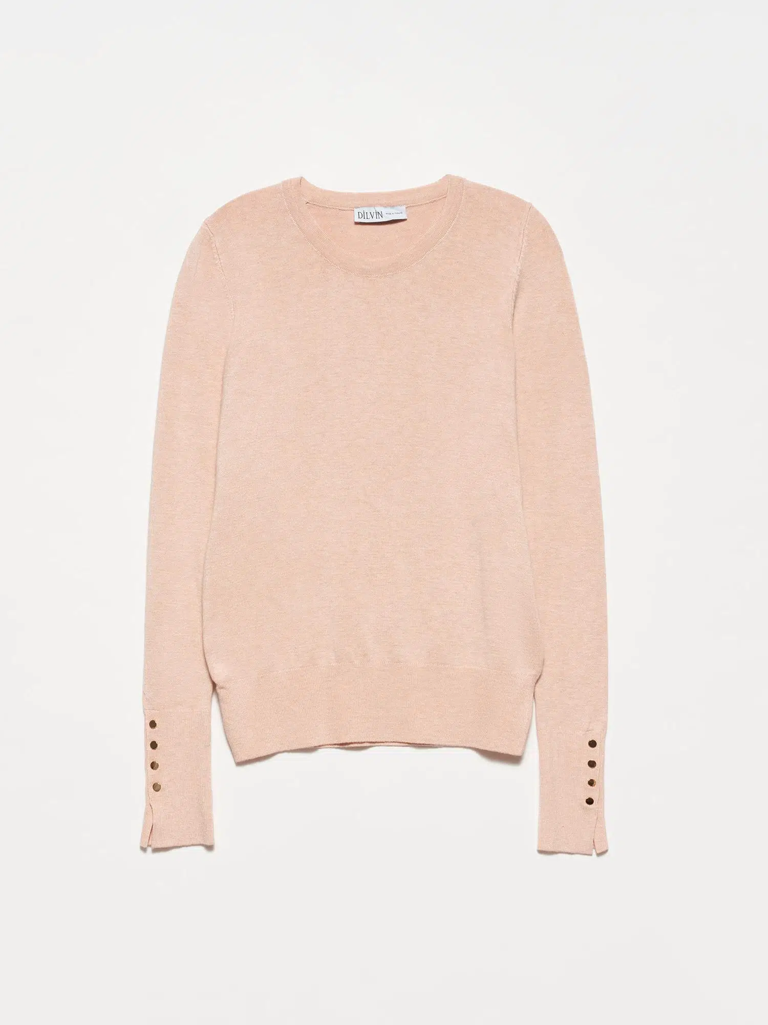 1267 DİLVİN KAZAK BİSİKLET YAKA KOL ORTASI DROPLU - PEMBE