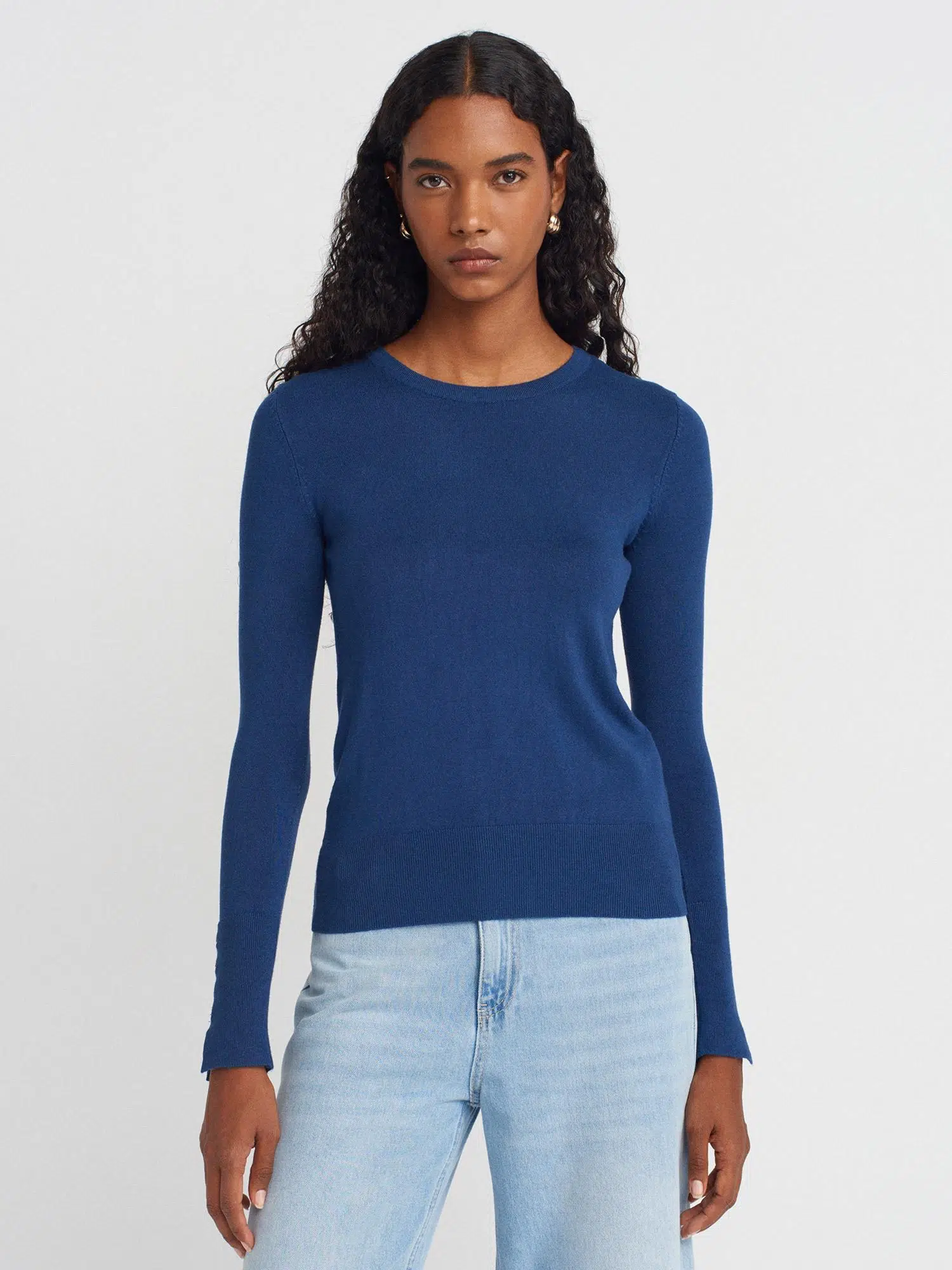 1267 DİLVİN KAZAK BİSİKLET YAKA KOL ORTASI DROPLU - İNDİGO