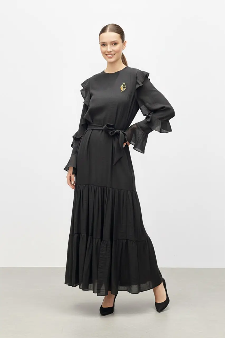 12673 PUANE ELBİSE - BLACK