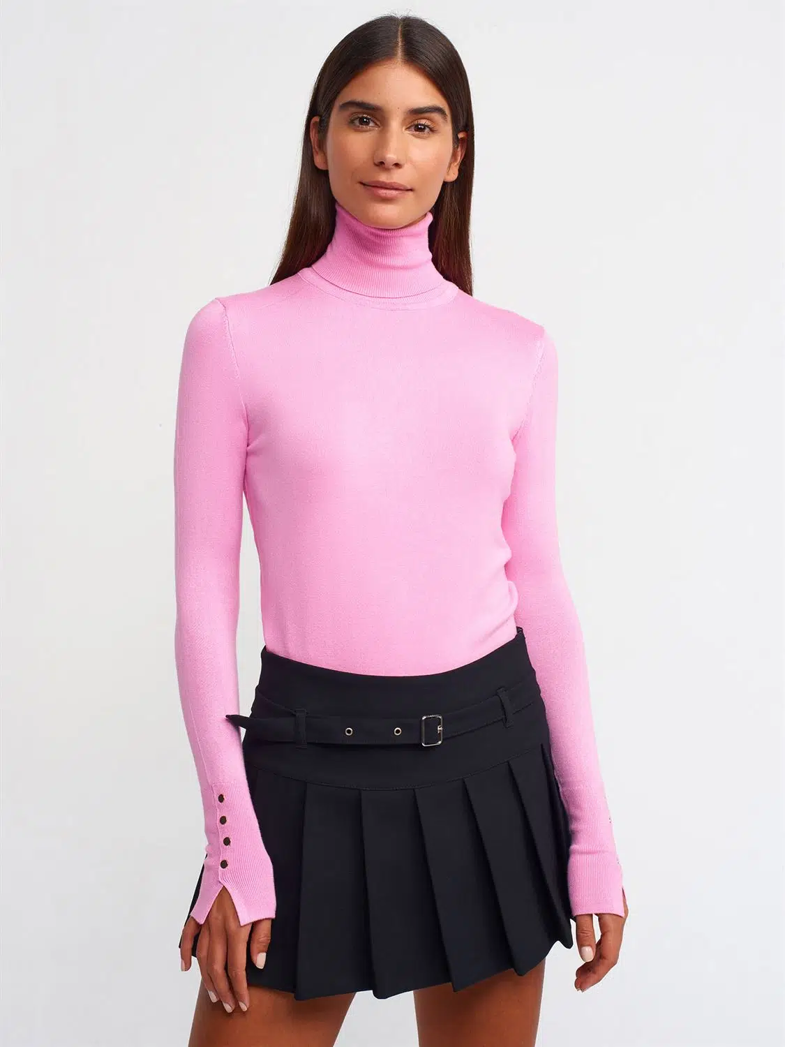 1268 DİLVİN BALIKÇI YAKA YIRMAÇLI KAZAK - PEMBE