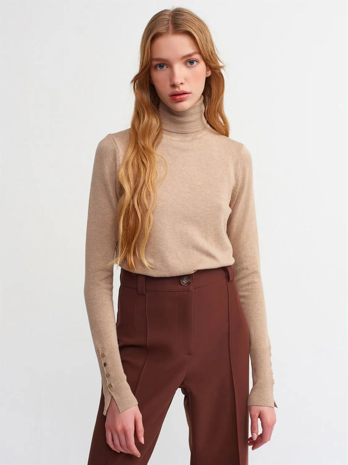 1268 DİLVİN BALIKÇI YAKA YIRMAÇLI KAZAK - VİZON MELANJ