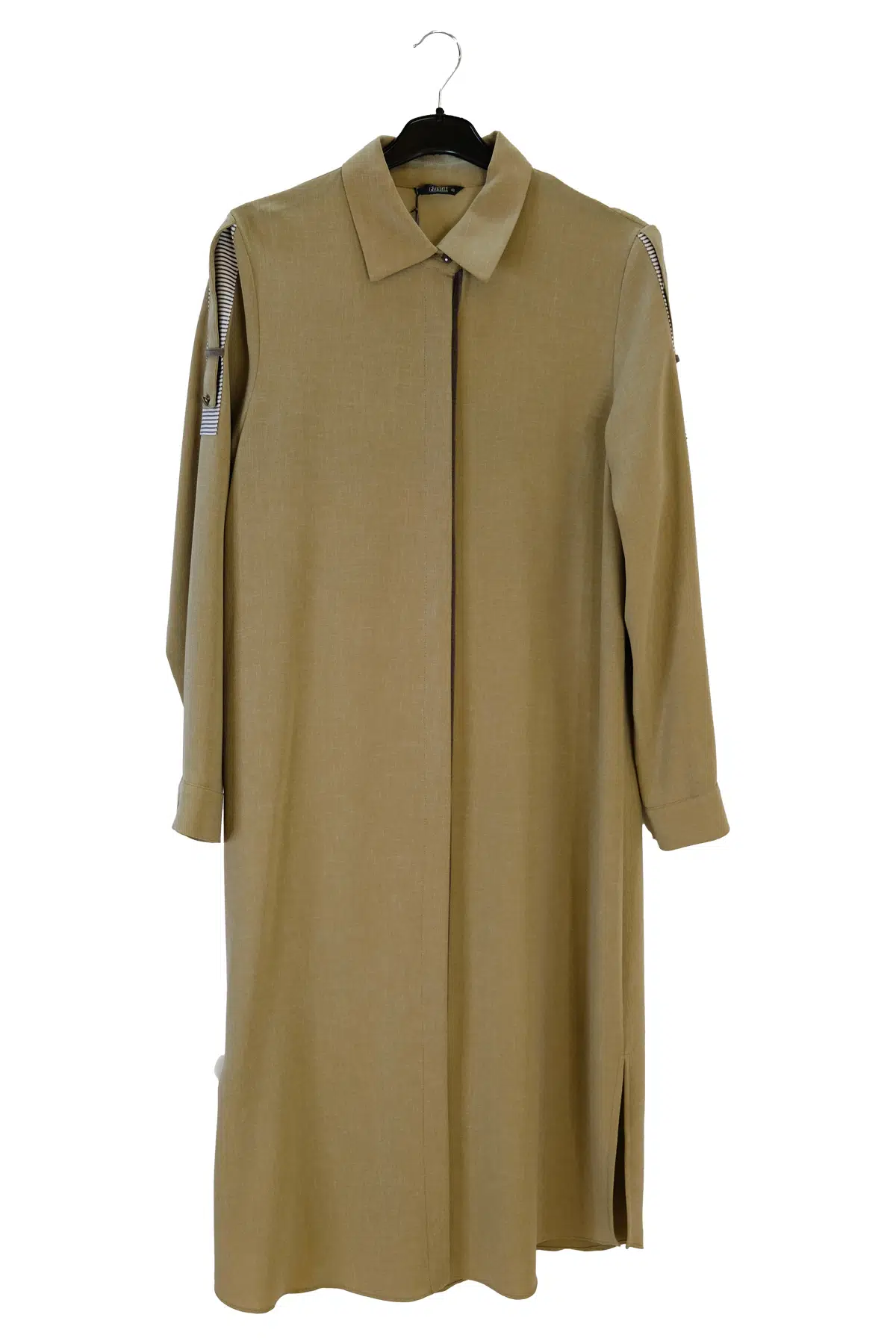 1350 GİZEMLİ ÇİZGİLİ GARN. UZUN TUNİK - BEJ