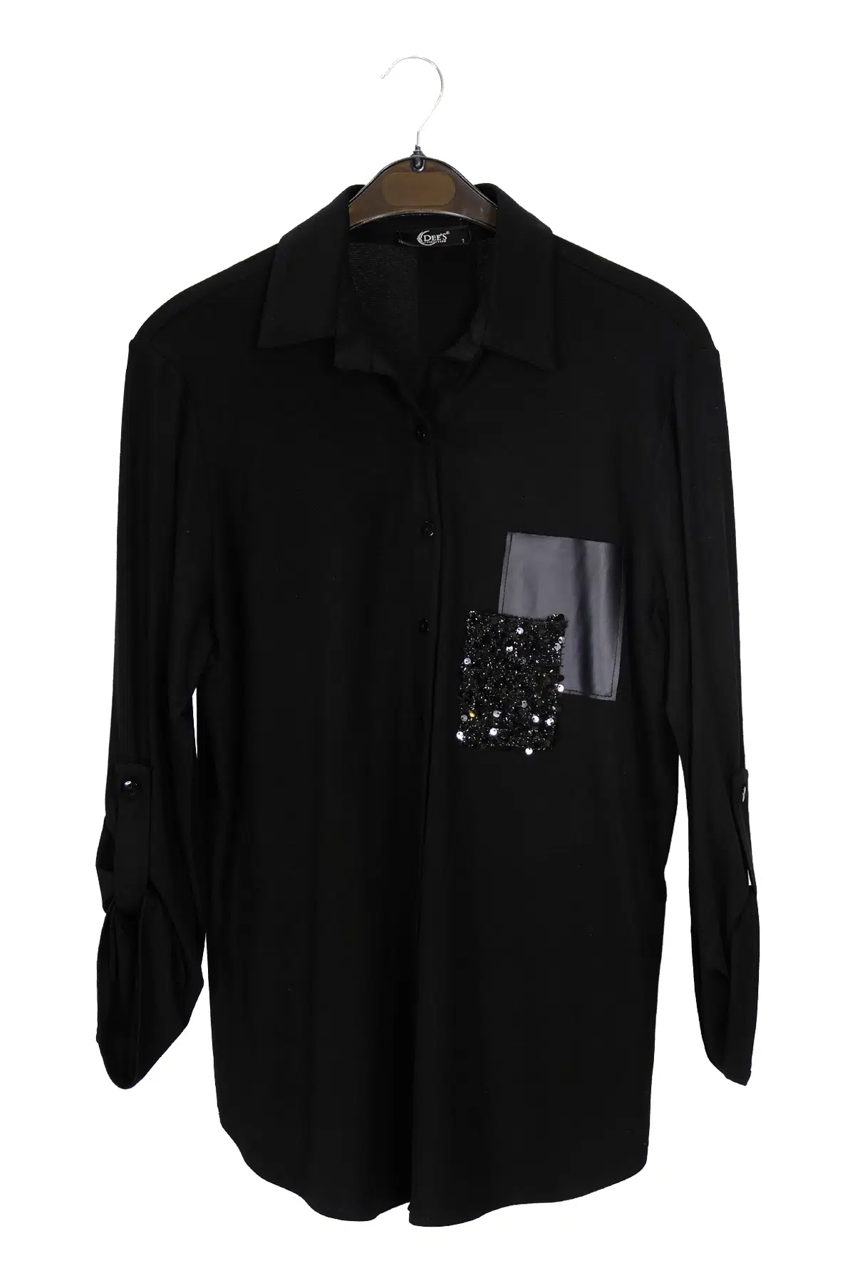 1504 DEE'S DÜĞMELİ İKİ CEP SİM VE DERİ DETAYLI - SİYAH