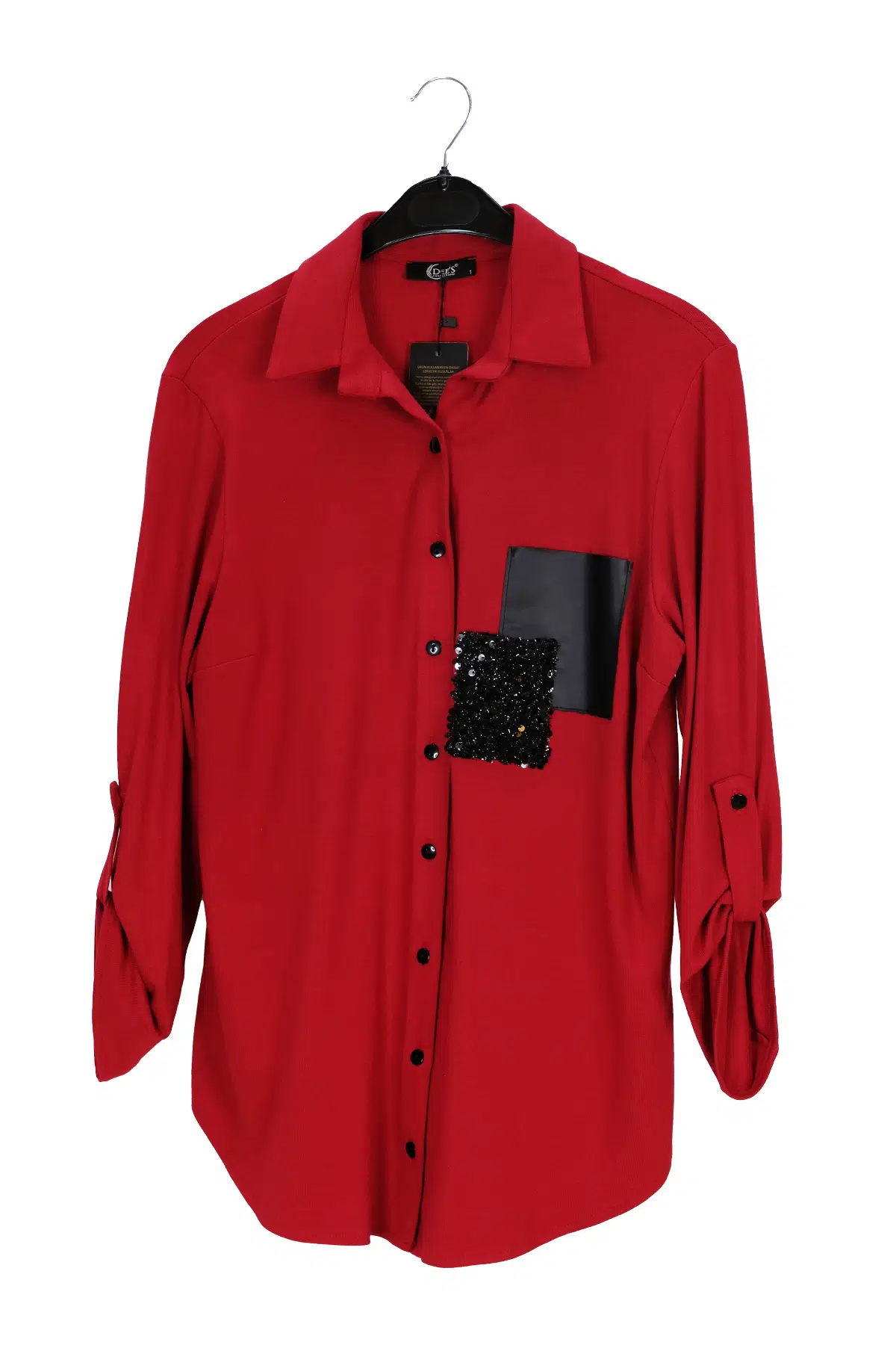 1504 DEE'S DÜĞMELİ İKİ CEP SİM VE DERİ DETAYLI - KIRMIZI