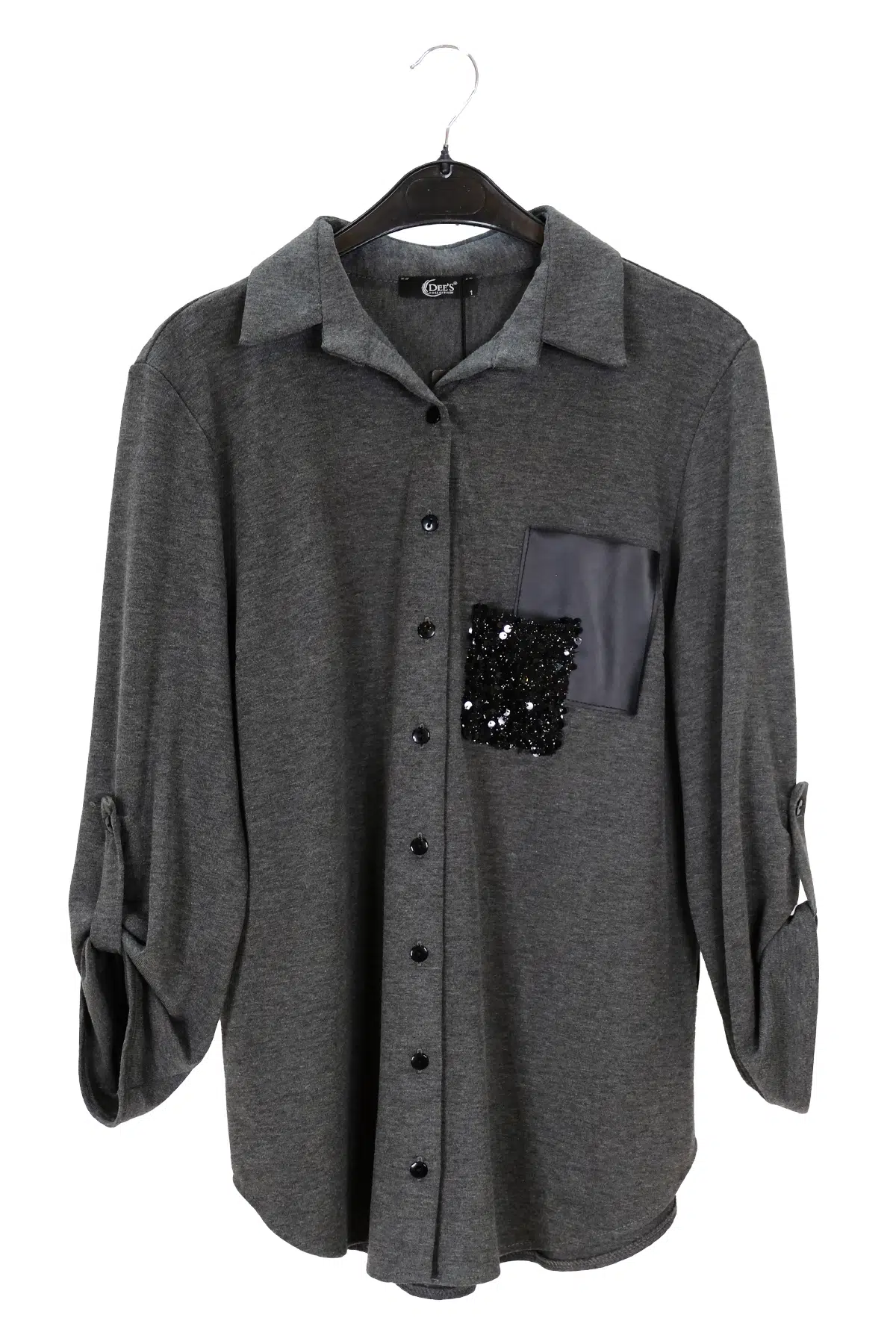 1504 DEE'S DÜĞMELİ İKİ CEP SİM VE DERİ DETAYLI - ANTRASİT