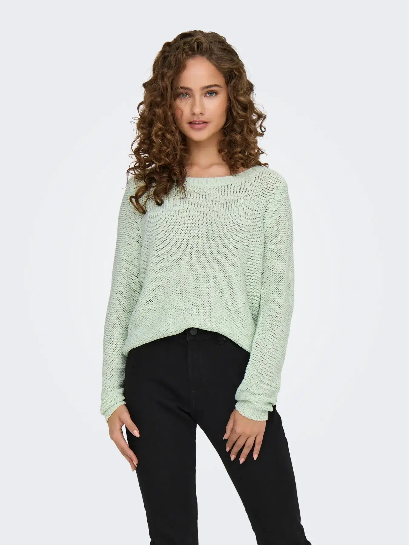 15113356 ONLGEENA XO L/S PULLOVER KNT NOOS - SUBTLE GREEN