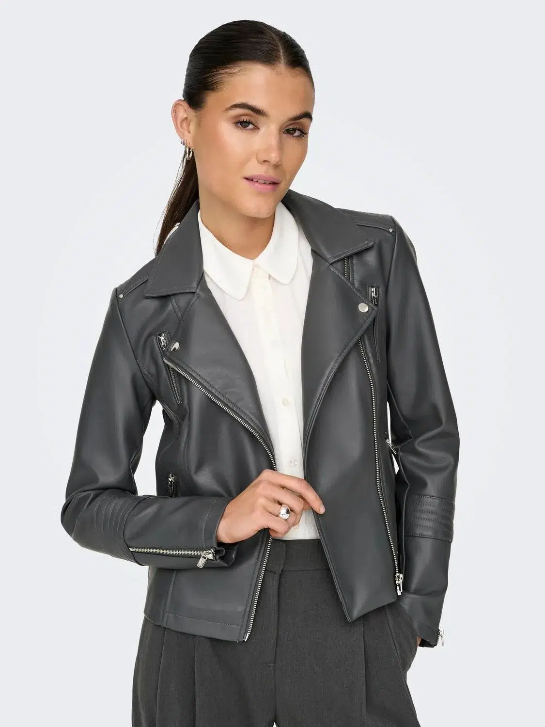 15153079 ONLGEMMA FAUX LEATHER BIKER OTW NOOS - BLACK