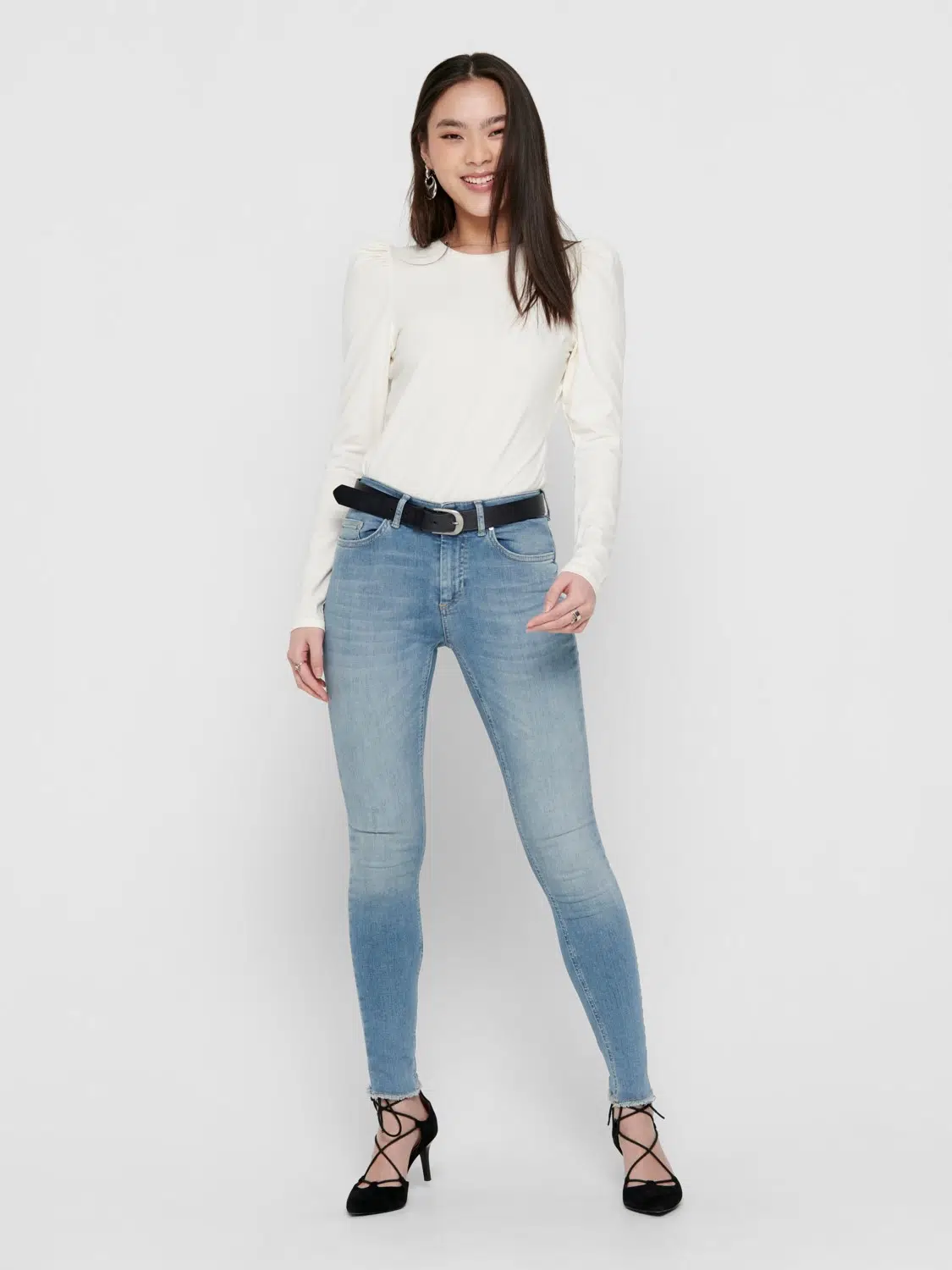 15162363 ONLBLUSH MID SK AK RAW DNM REA1467 NOOS - LIGHT BLUE DENIM