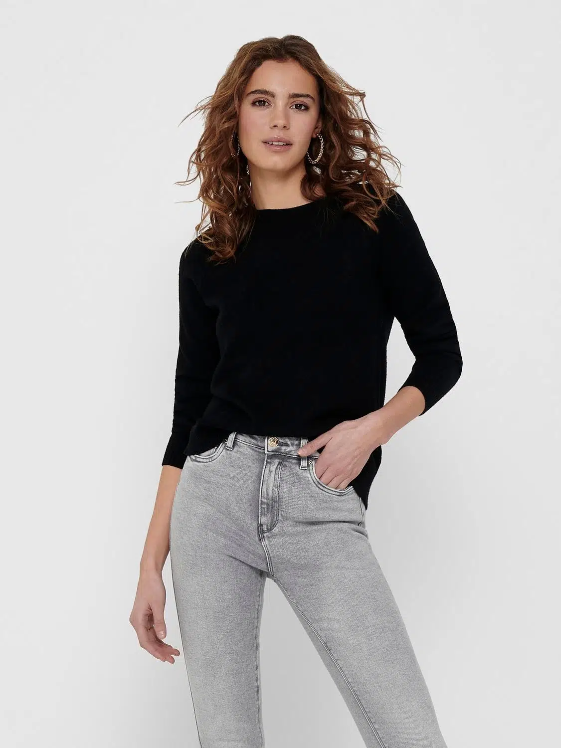 15170427 ONLLESLY KINGS L/S PULLOWER KNT NOOS - BLACK