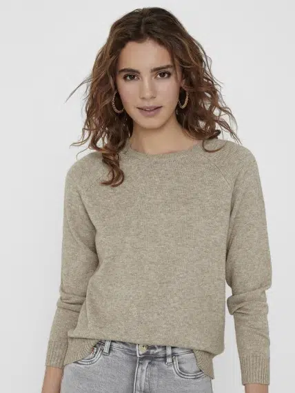 15170427 ONLLESLY KINGS L/S PULLOWER KNT NOOS - BEİGE/W.MELANGE