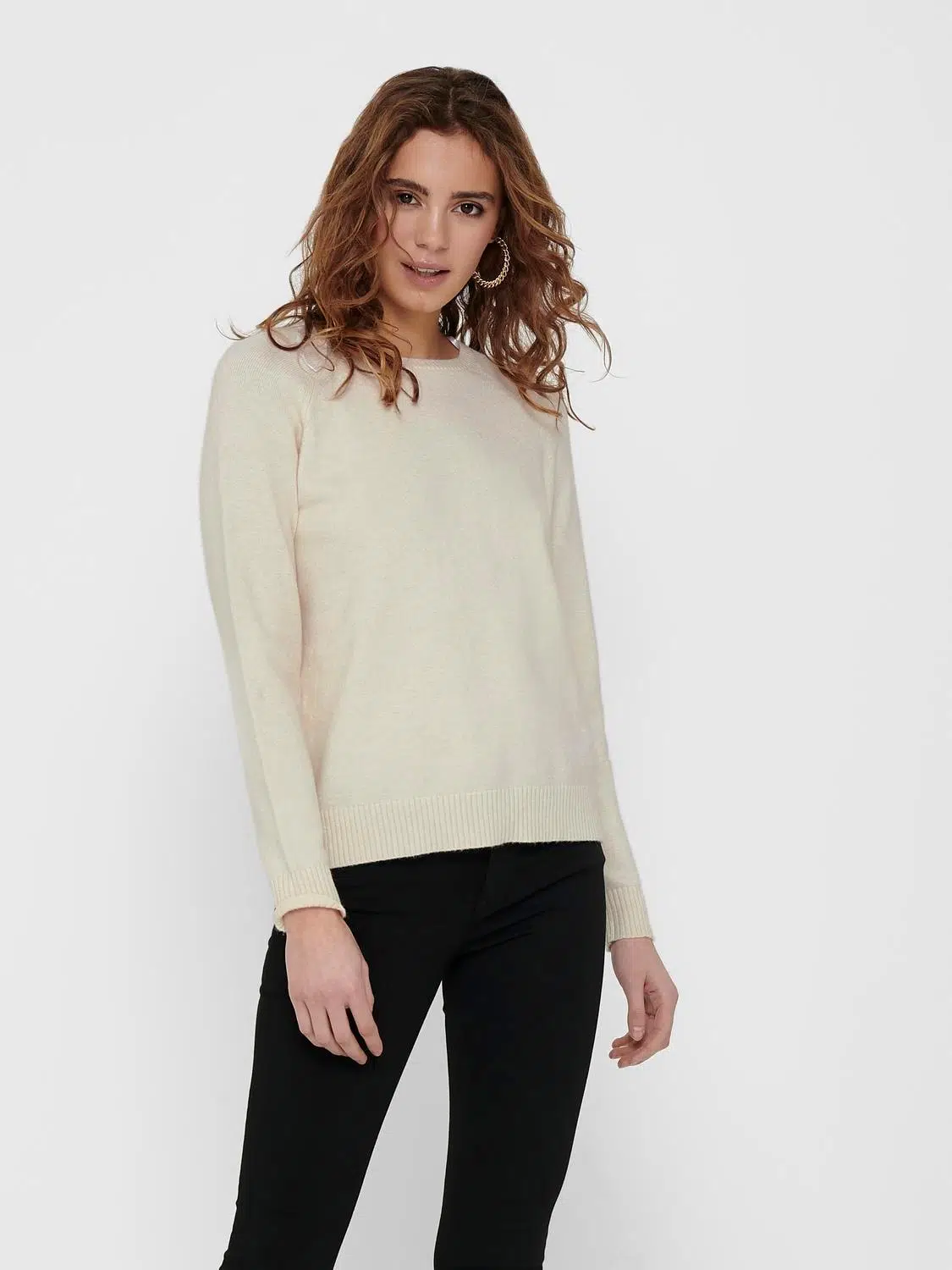 15170427 ONLLESLY KINGS L/S PULLOWER KNT NOOS - WHİTECAP GREY/W. MELANGE