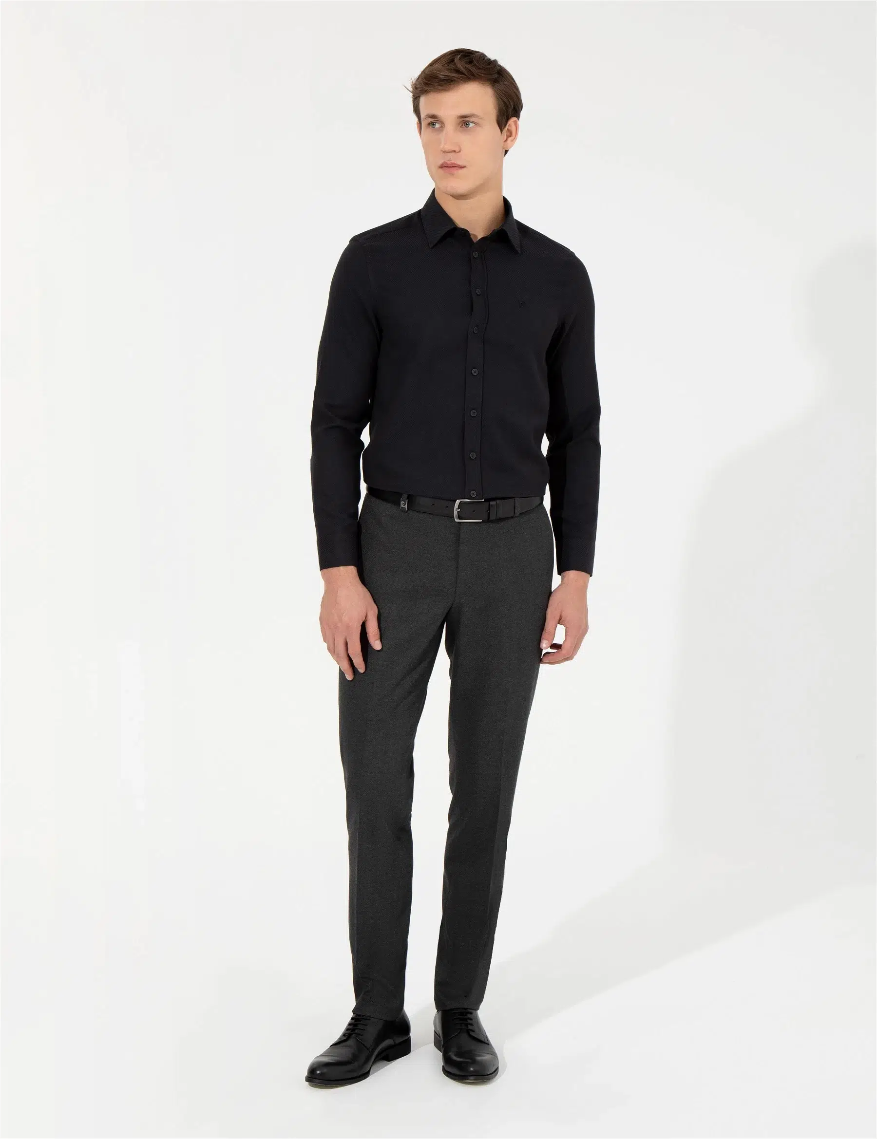 1523528 PİERRE CARDİN DOKUMA GÖMLEK - SİYAH