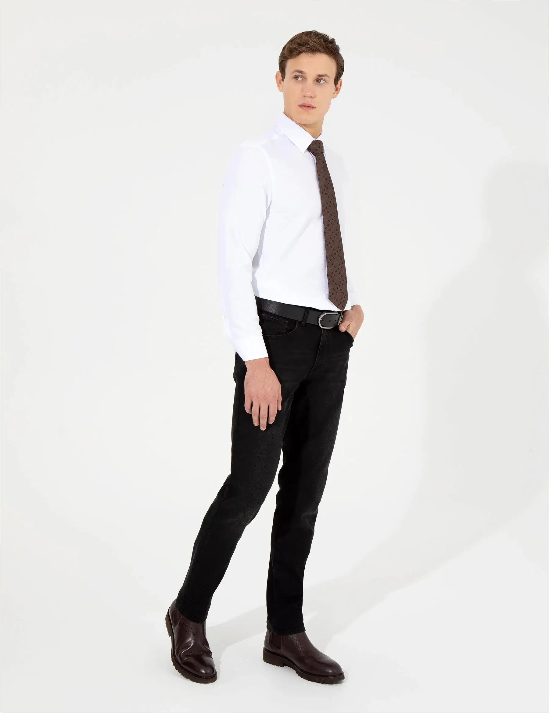 1523528 PİERRE CARDİN DOKUMA GÖMLEK - BEYAZ