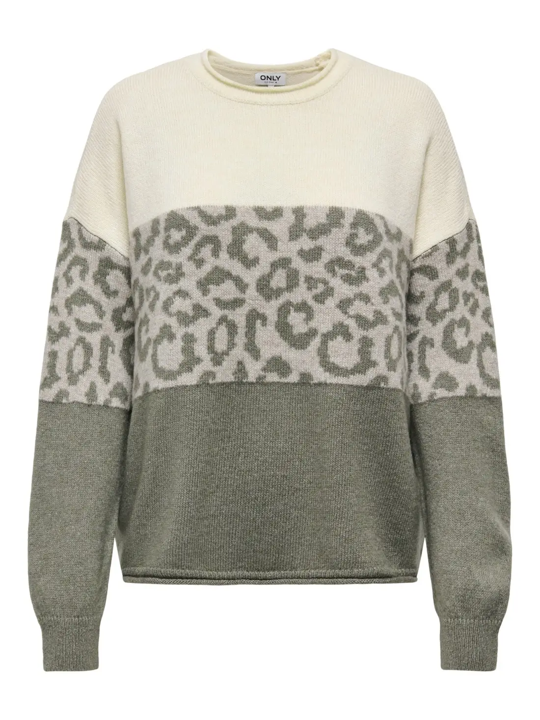 15294969 ONLJADE ANIMAL LS O-NECK KNT NOOS - WHİTECAP GRAY