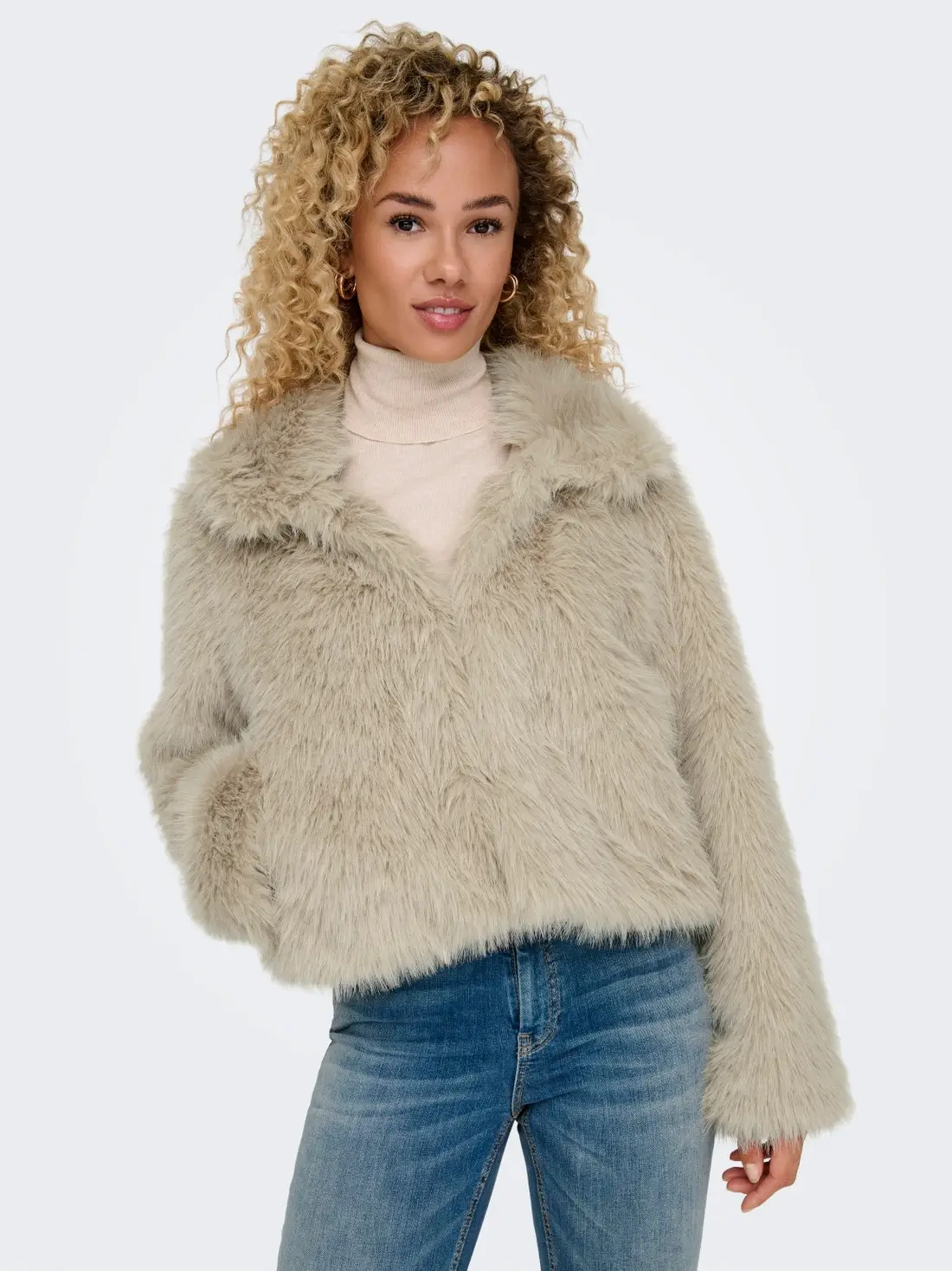 15322406 ONLMANNY FAUX FUR JACKET OTW NOOS - PUMİCE STONE