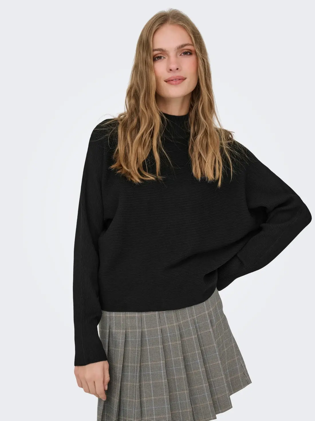 15351898 JDYPRIME LIFE L/S HN BAT. PULL. KNT NOOS - BLACK
