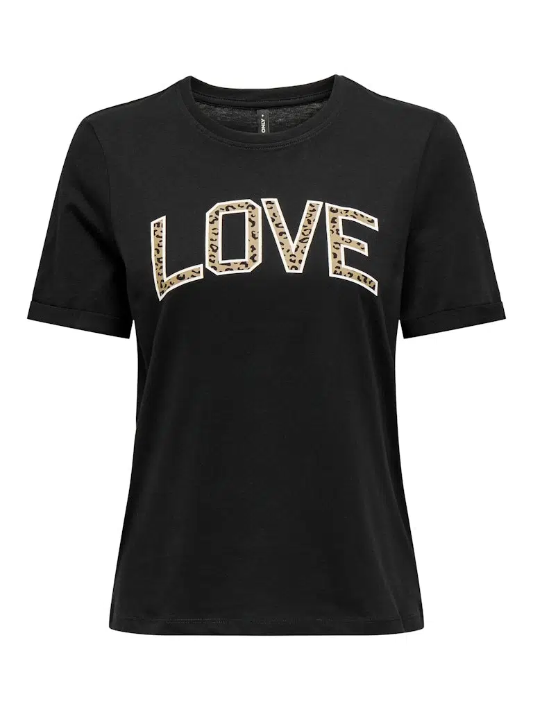 15366520 ONLLEA S/S PRINT TOP BOX CC JRS - BLACK