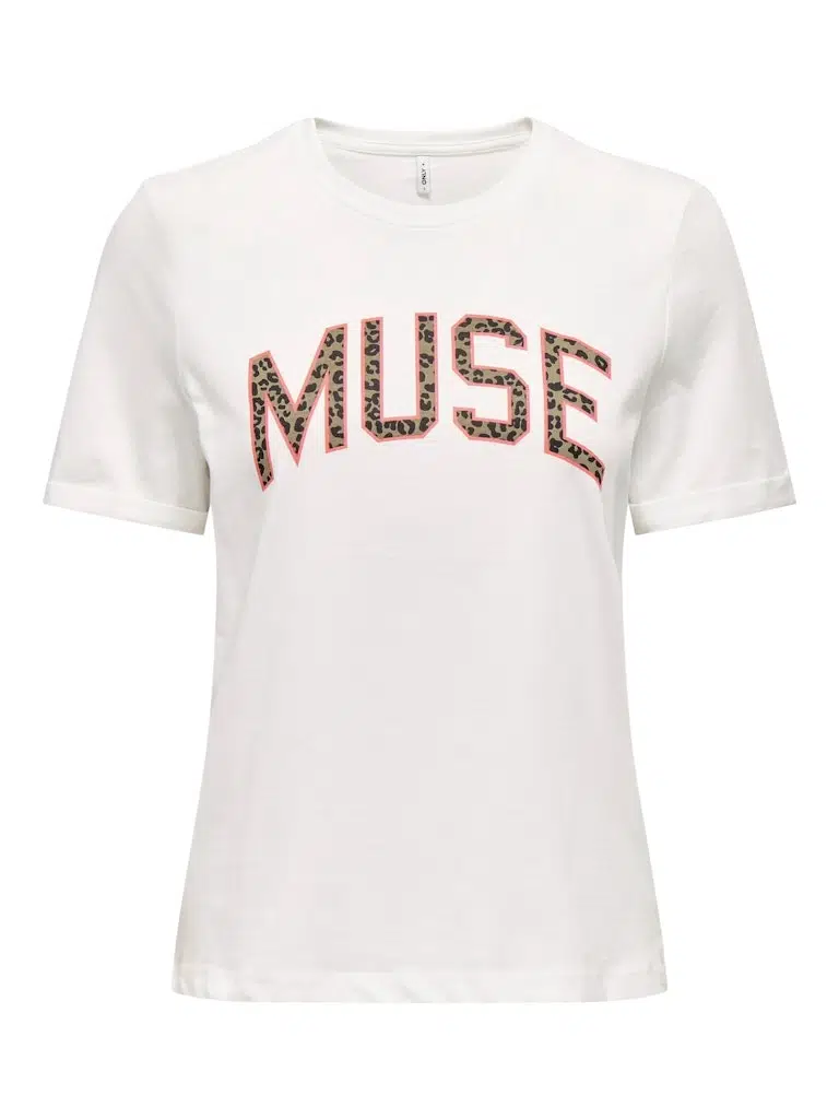 15366520 ONLLEA S/S PRINT TOP BOX CC JRS - CLOUD DANCER