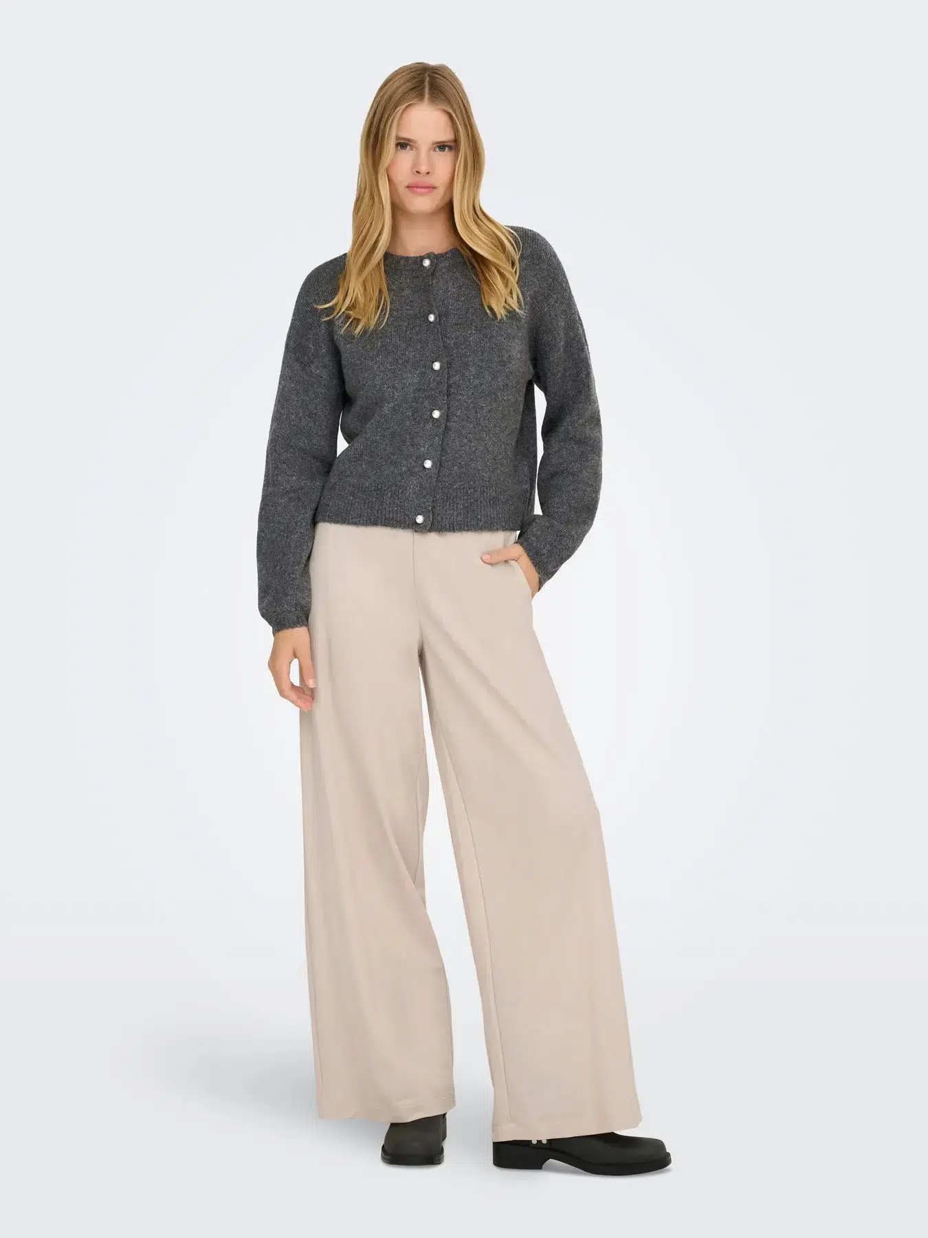 15366882 ONLSAKURA LOOSE PULL UP PANTS WMN - CHATEAU GRAY