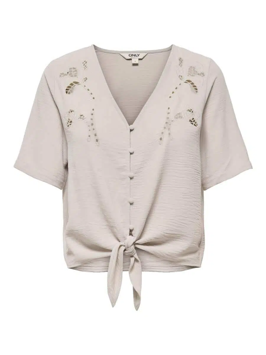 15371083 ONLEVALOU METTE 2/4 KNOT TOP WVN - PUMİCE STONE