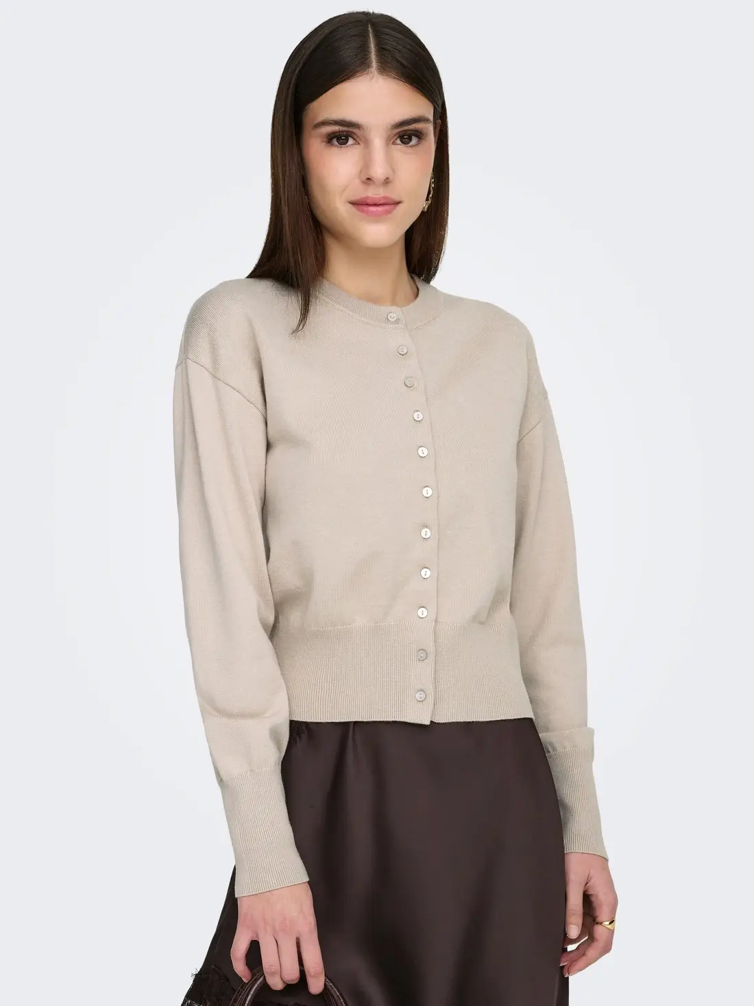 15377295 ONLMIO LS O-NECK BUTTON CARDIGA KNT NOOS - PUMİCE STONE