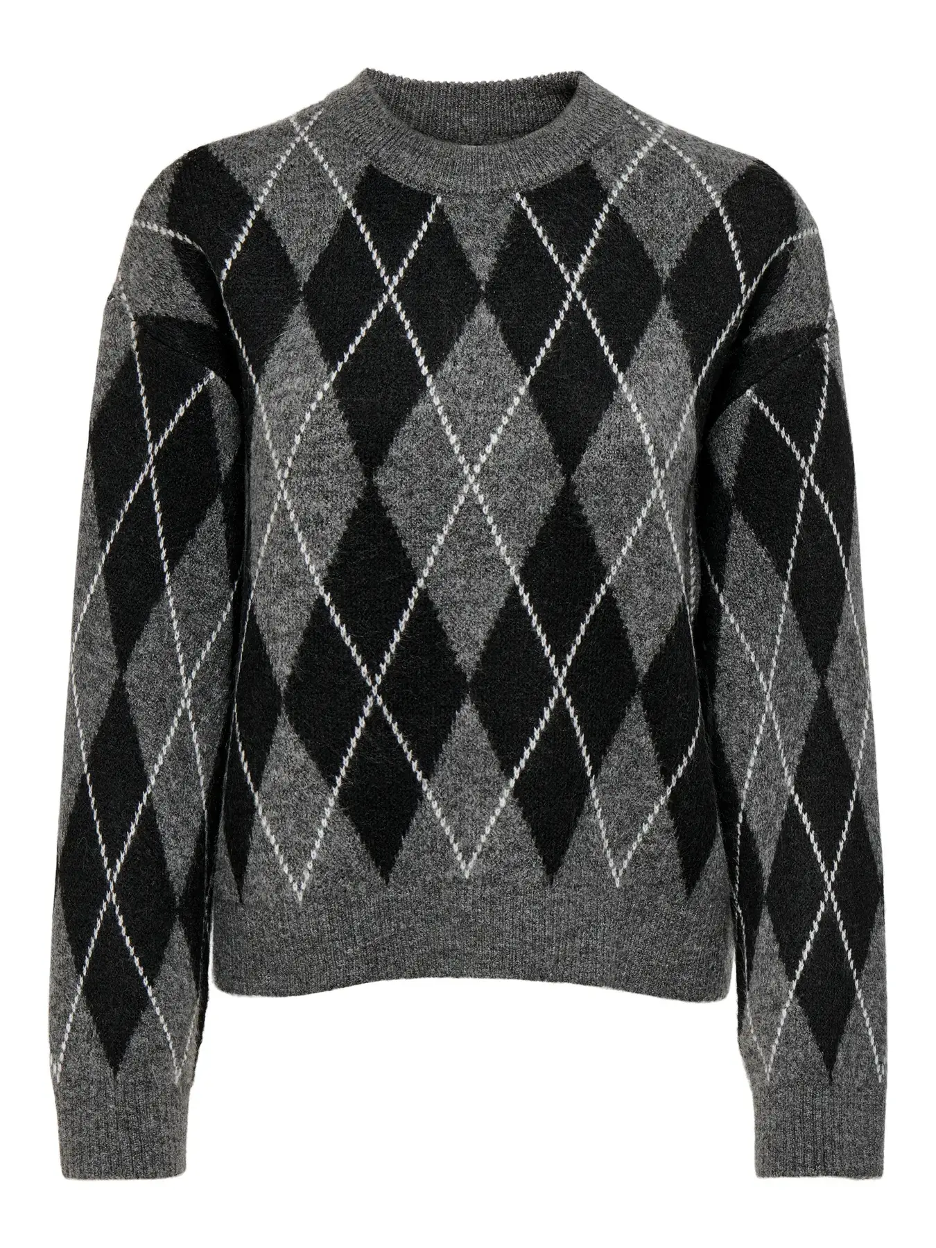 15381327 JDYBIANKA L/S ARGYLE PULLOVER KNT NOOS - DARK GREY MELANGE