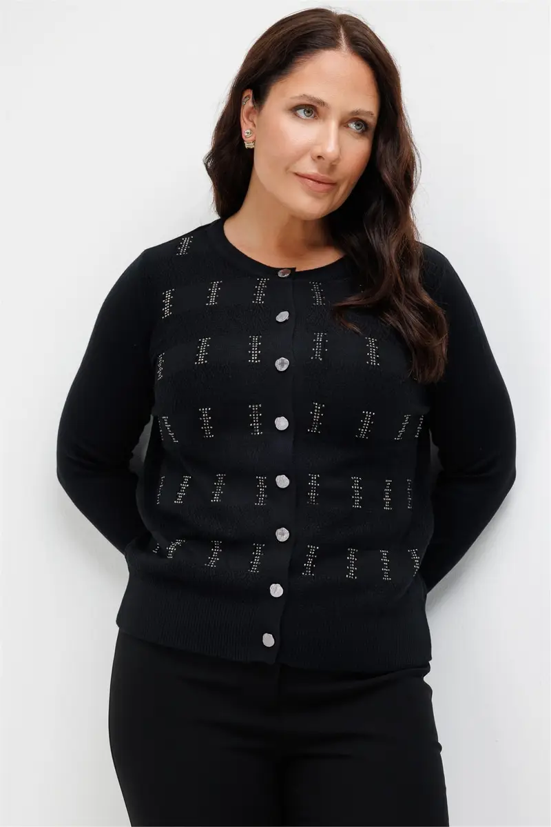 15913 ONTEKS HIRKA SIFIR YAKA TAŞLI - SİYAH