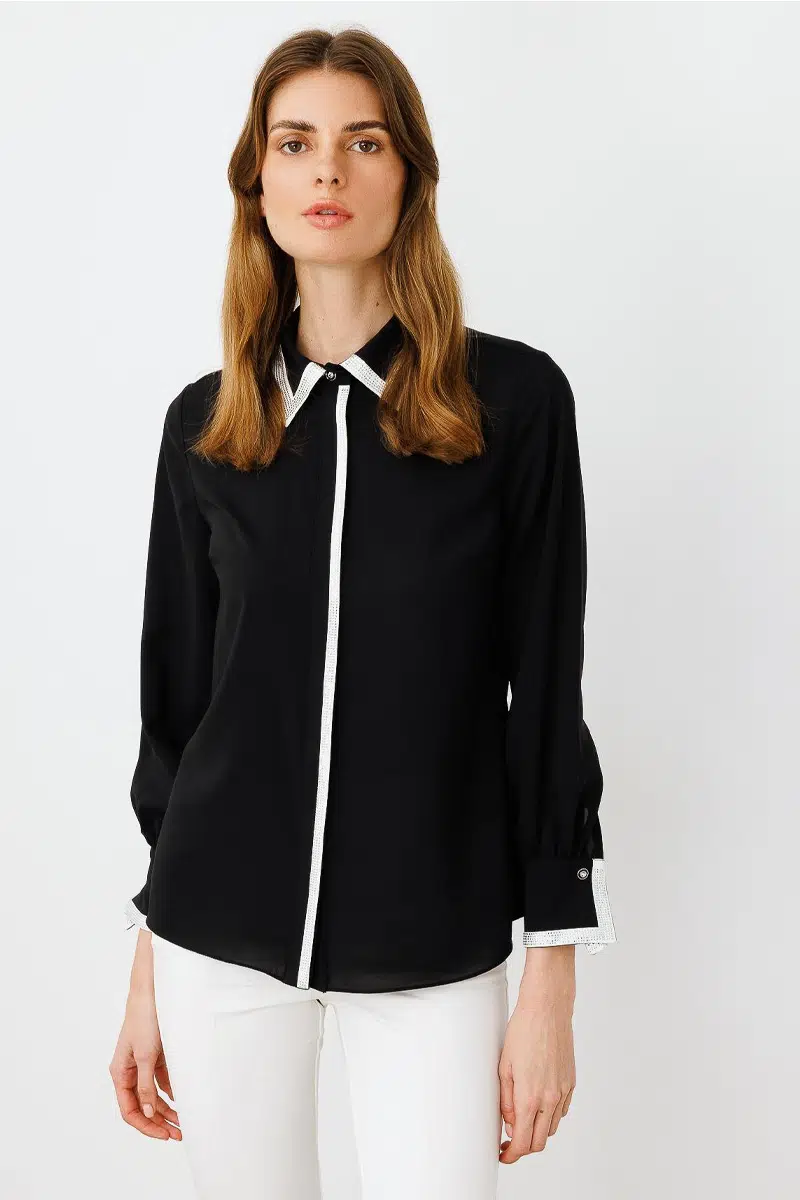 1627 MODAİLGİ GÖMLEK TAŞ DETAYLI