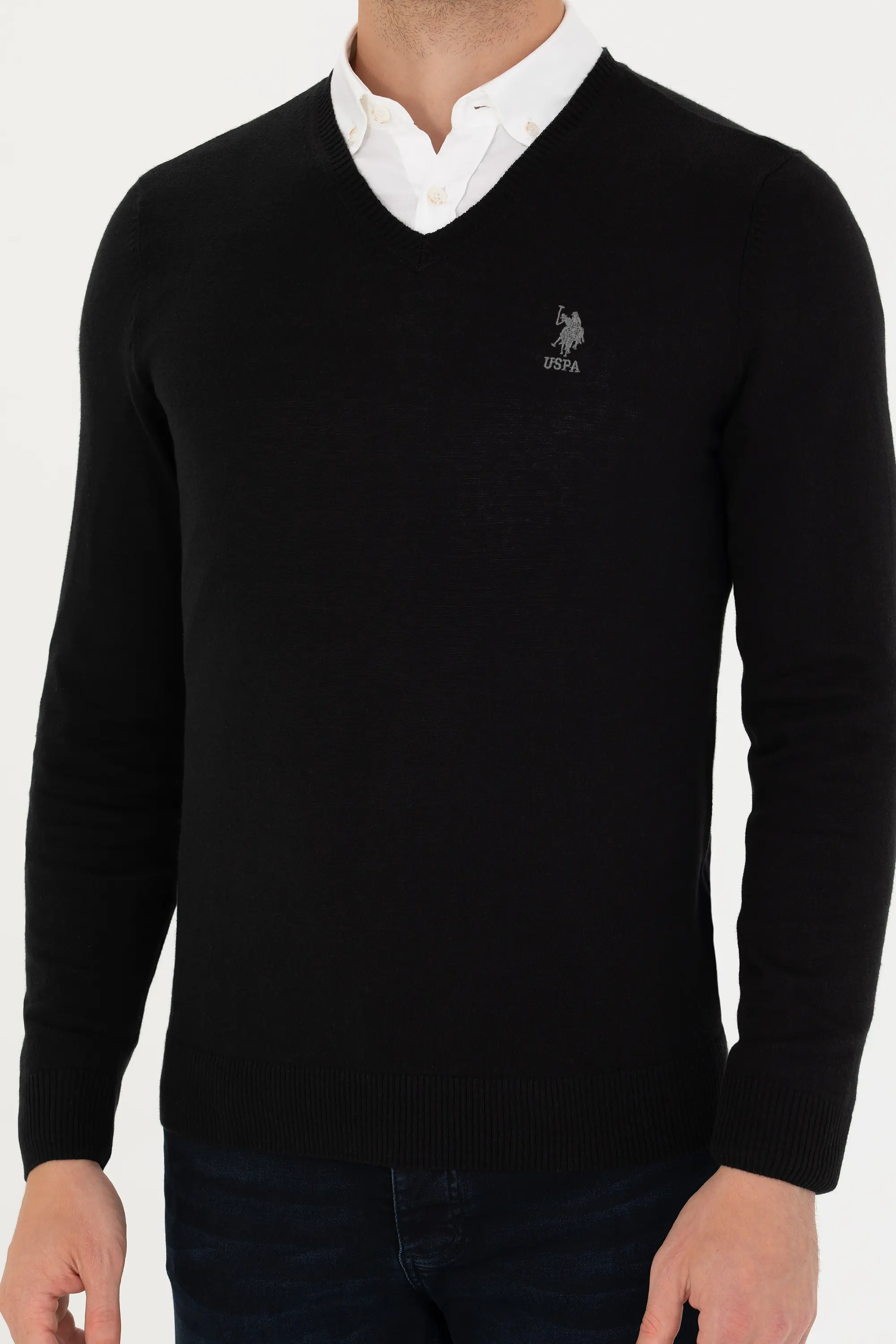 1629650 POLO V YAKA TRİKO KAZAK - SİYAH