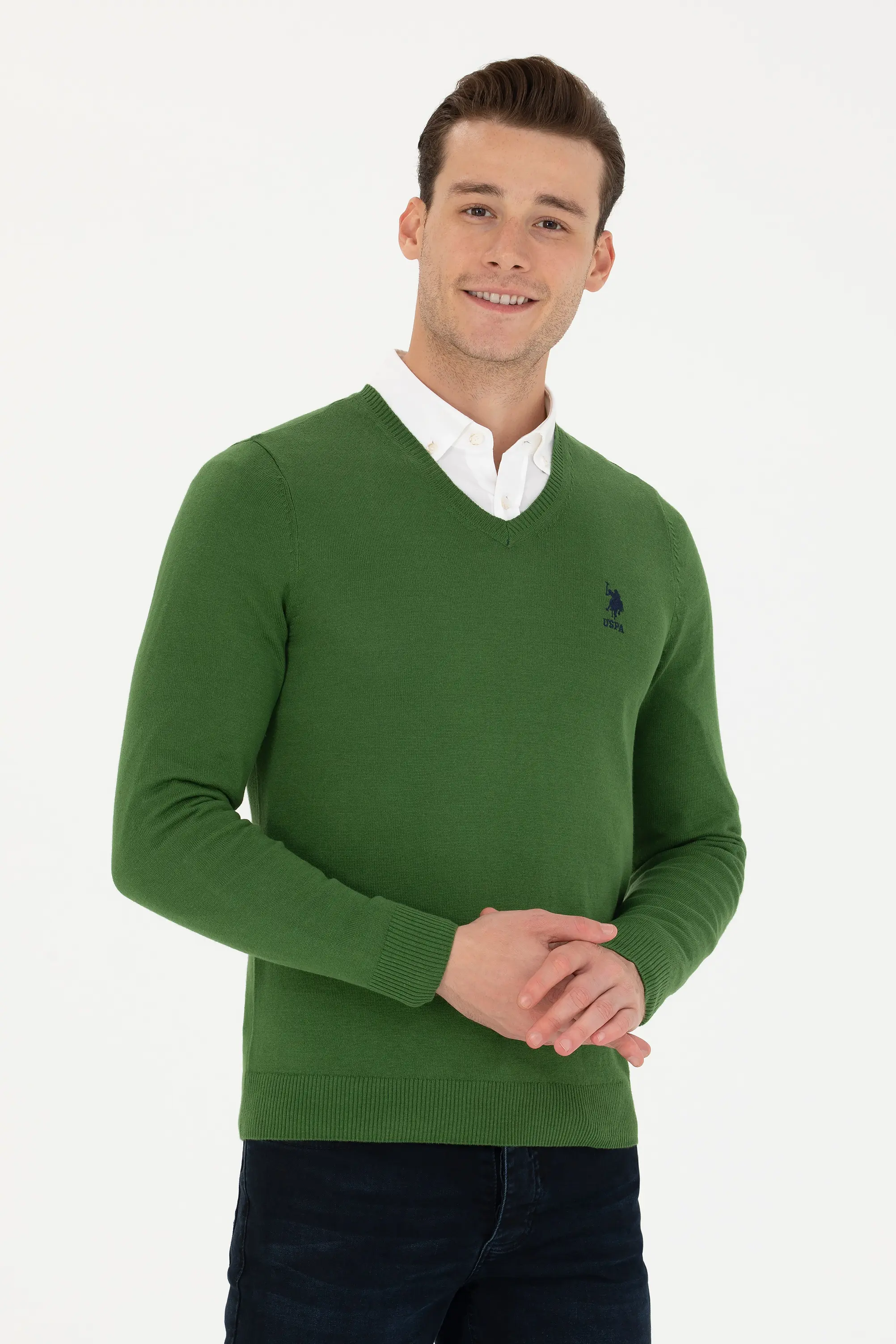 1629650 POLO V YAKA TRİKO KAZAK - YEŞİL