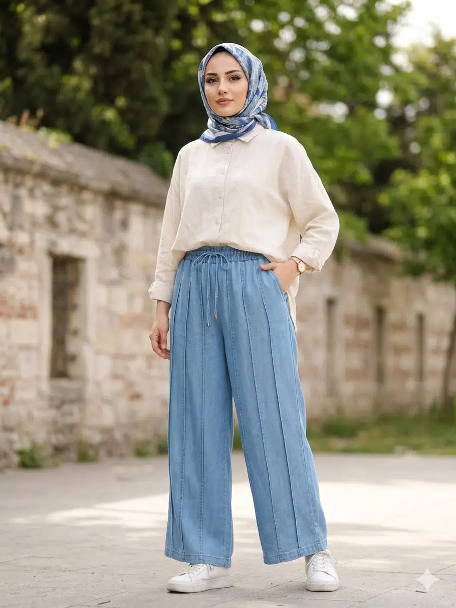 1698 YUSUF ÖZEMİR PANTOLON - TENSEL-MAVİ