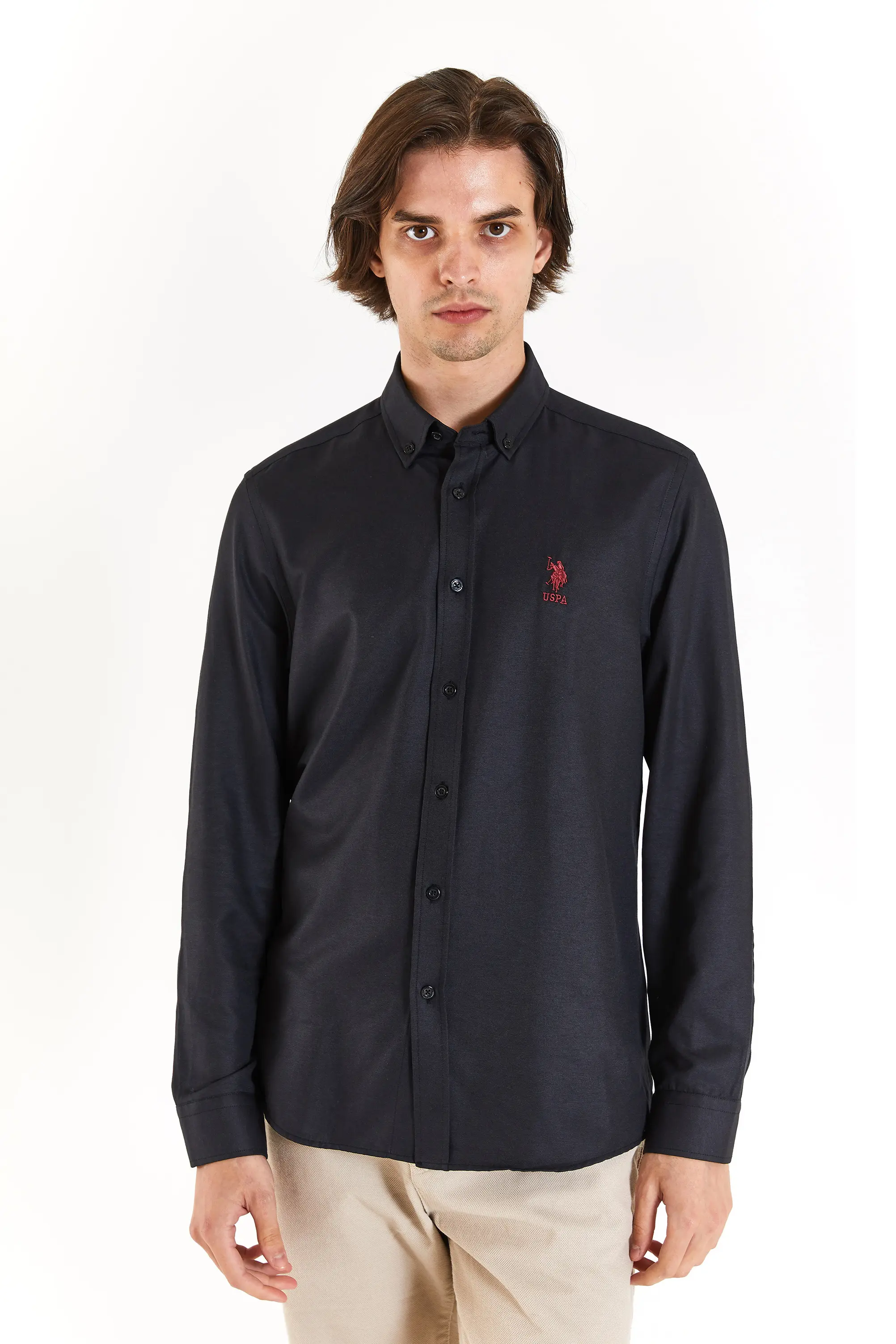 1829675 POLO DOKUMA GÖMLEK - SİYAH