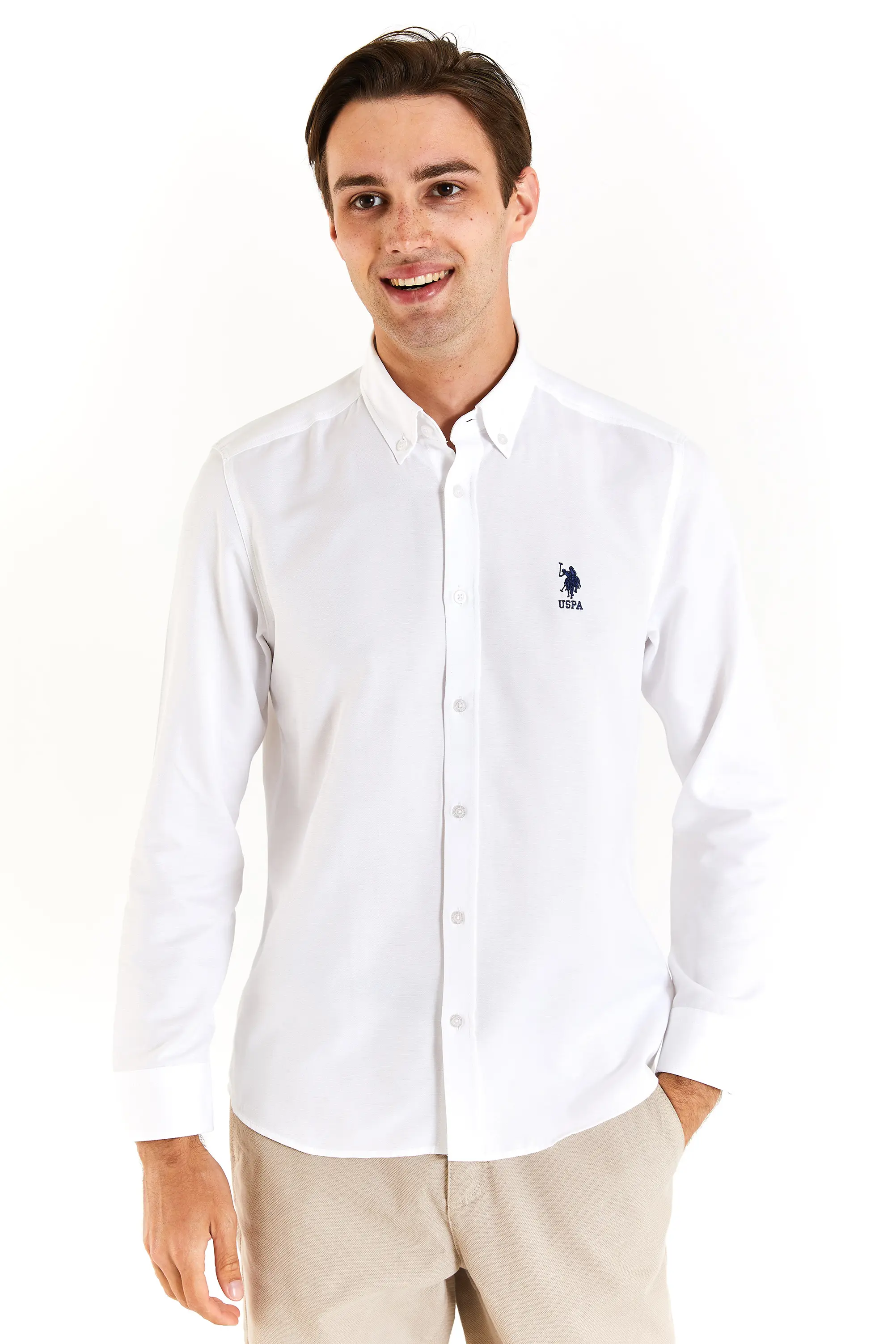 1829675 POLO DOKUMA GÖMLEK - BEYAZ