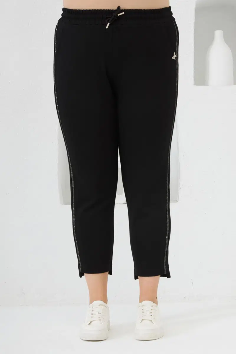 1833 RMG XXL PANTOLON ŞERİT TAŞLI - SİYAH