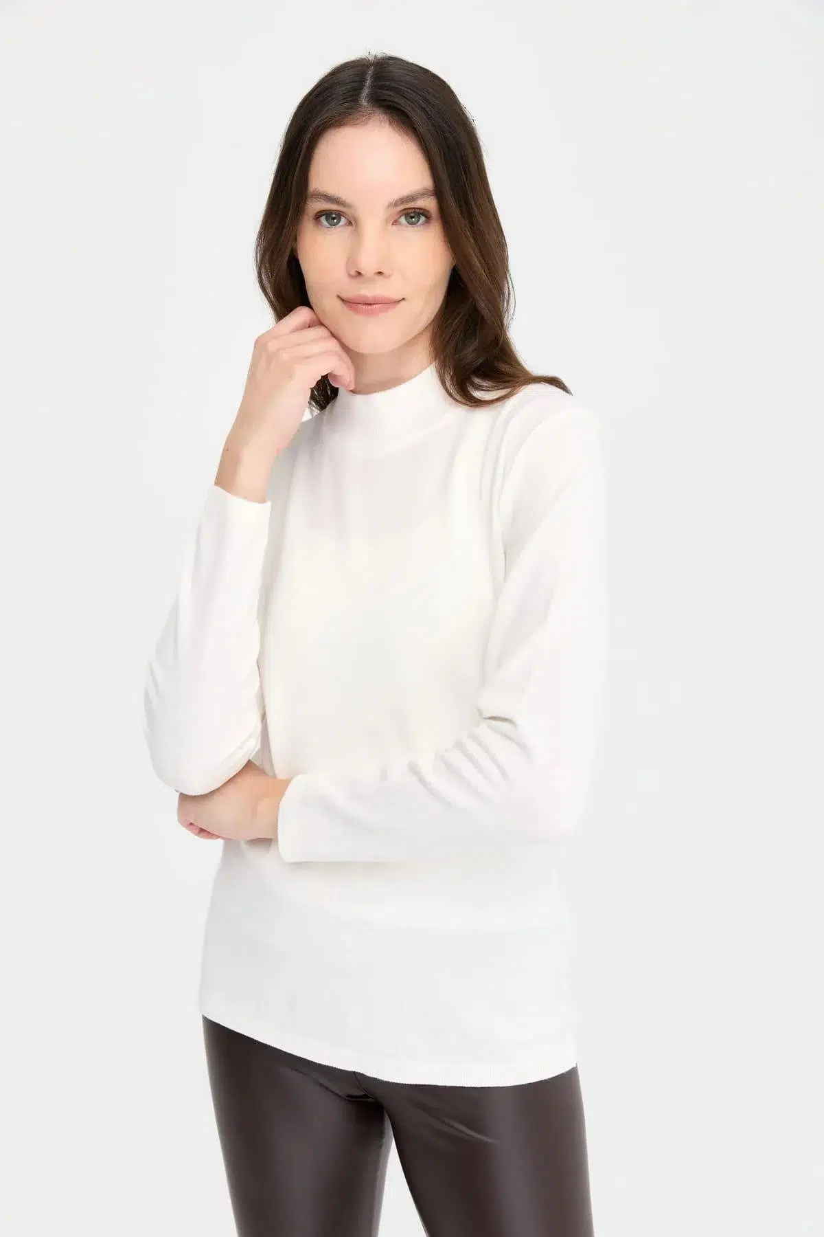 20016 DESEN TRİKO LİGRA YB UZUN KOL BYN BLUZ - KEMİK