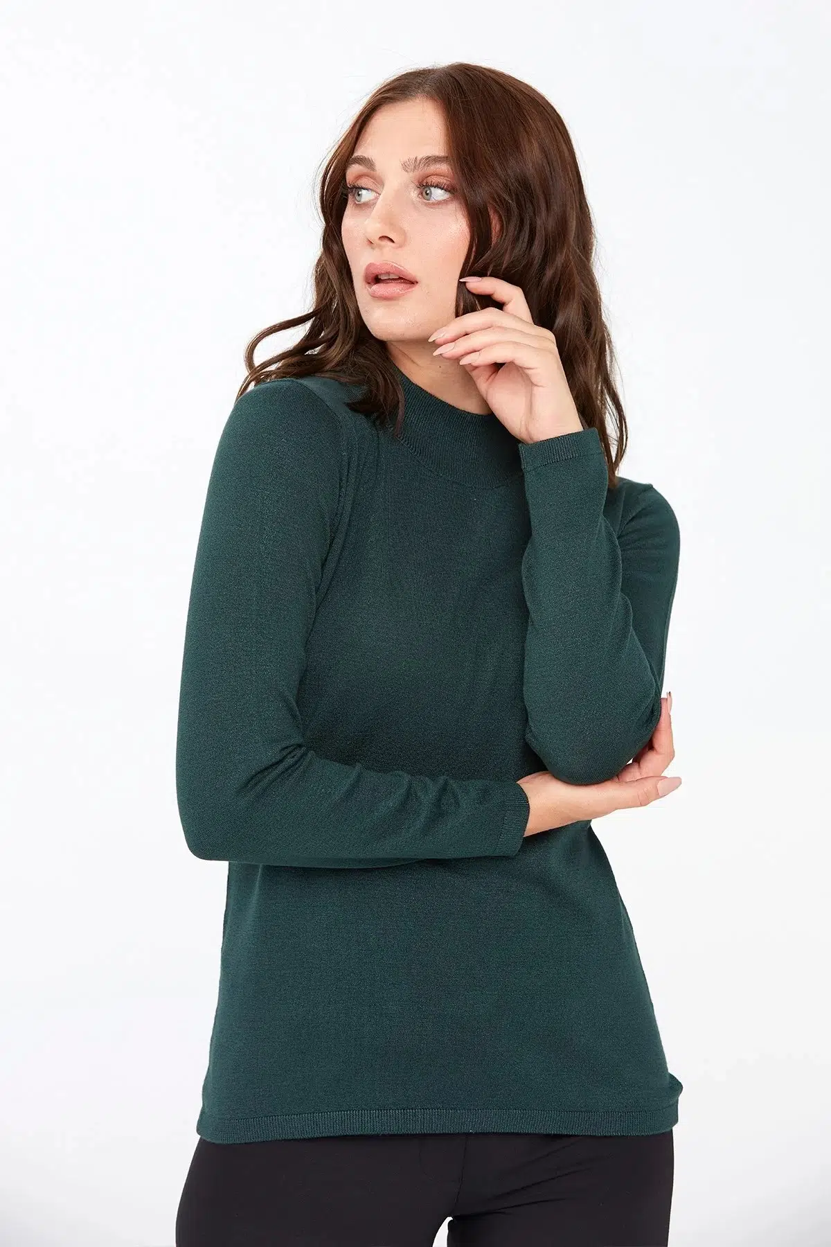 20016 DESEN TRİKO LİGRA YB UZUN KOL BYN BLUZ - NEFTİ