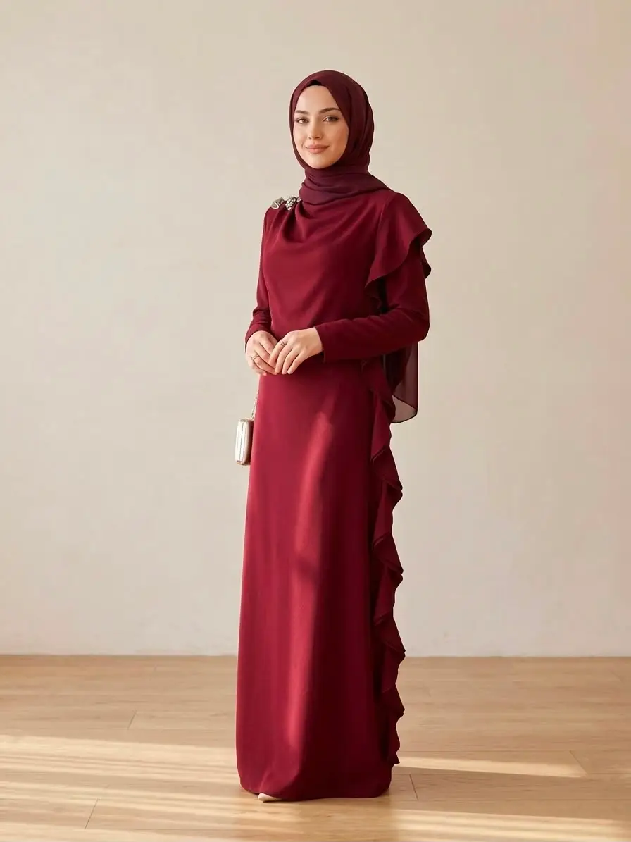 2113 MATEKS ELBİSE - BORDO