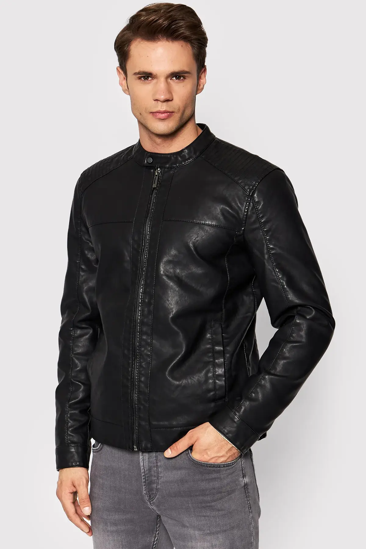 22012339 ONSMIKE PU RACER JACKET OTW VD - BLACK