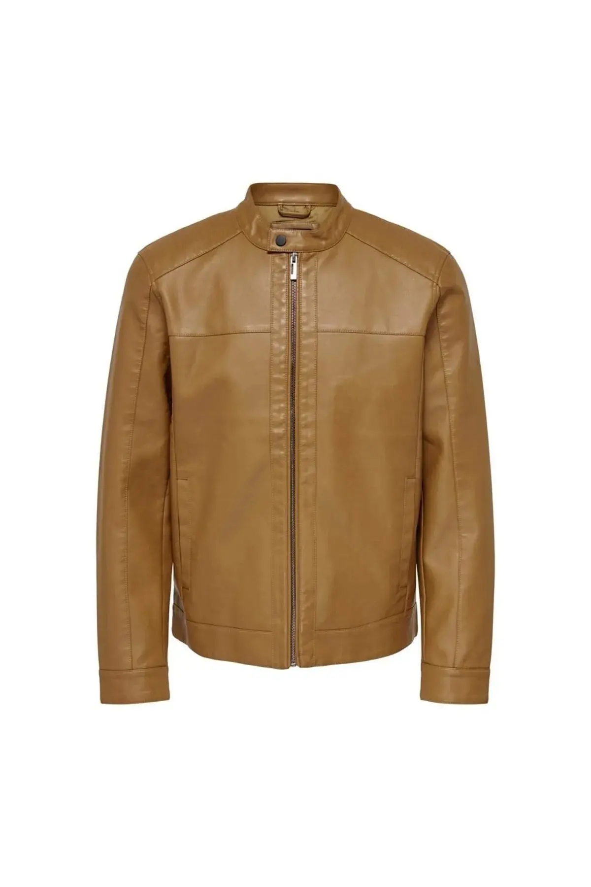 22012339 ONSMIKE PU RACER JACKET OTW VD - COGNAC