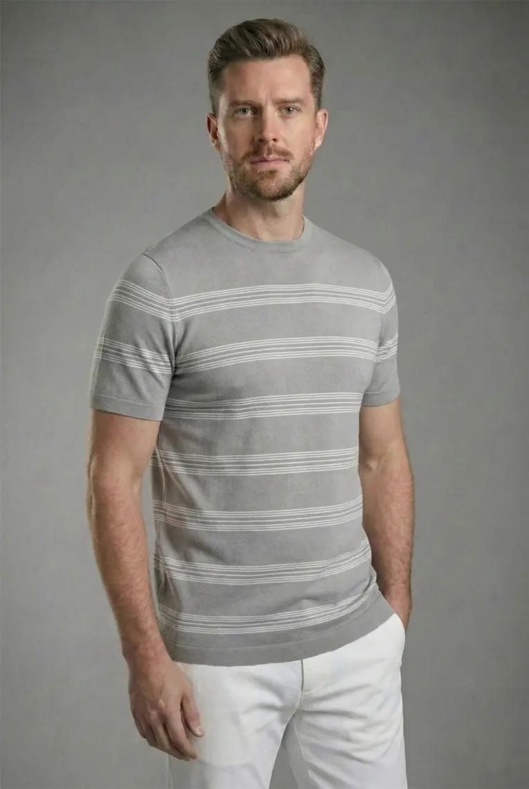 225535 SANFA 0 YAKA TRİKO TSHIRT - GRİ